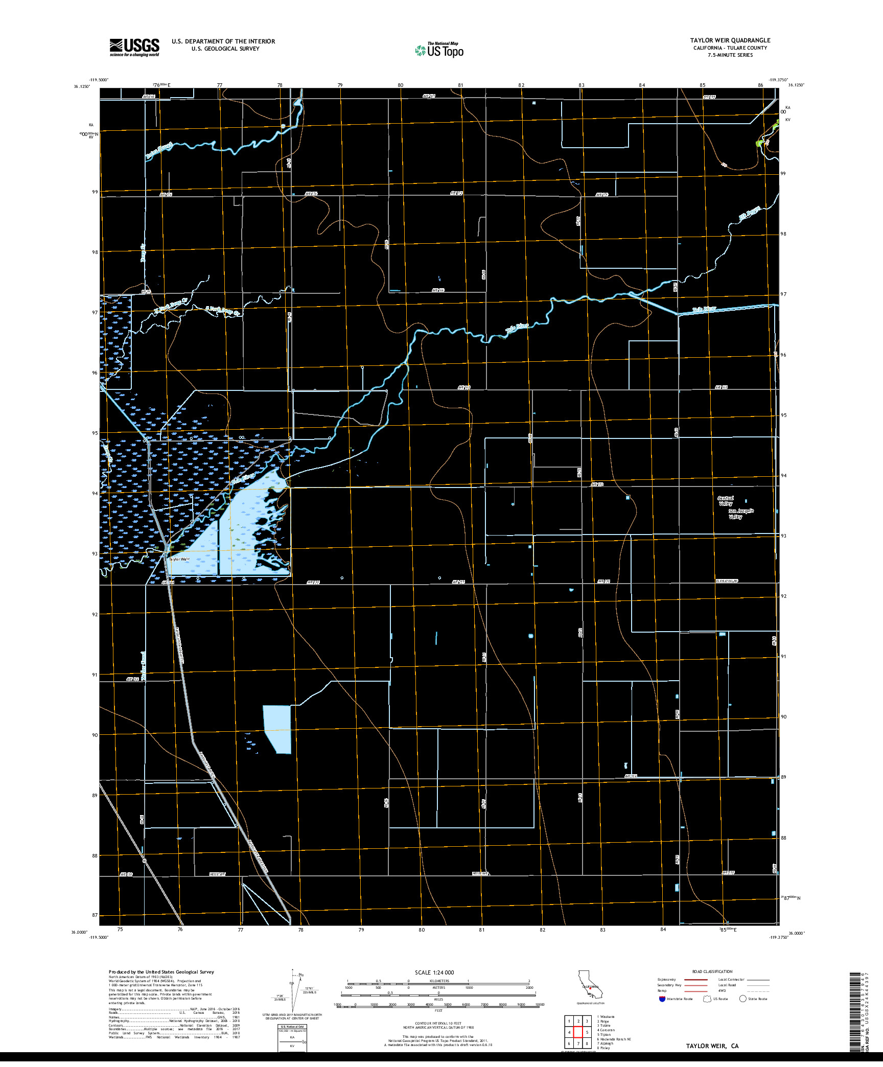 USGS US TOPO 7.5-MINUTE MAP FOR TAYLOR WEIR, CA 2018