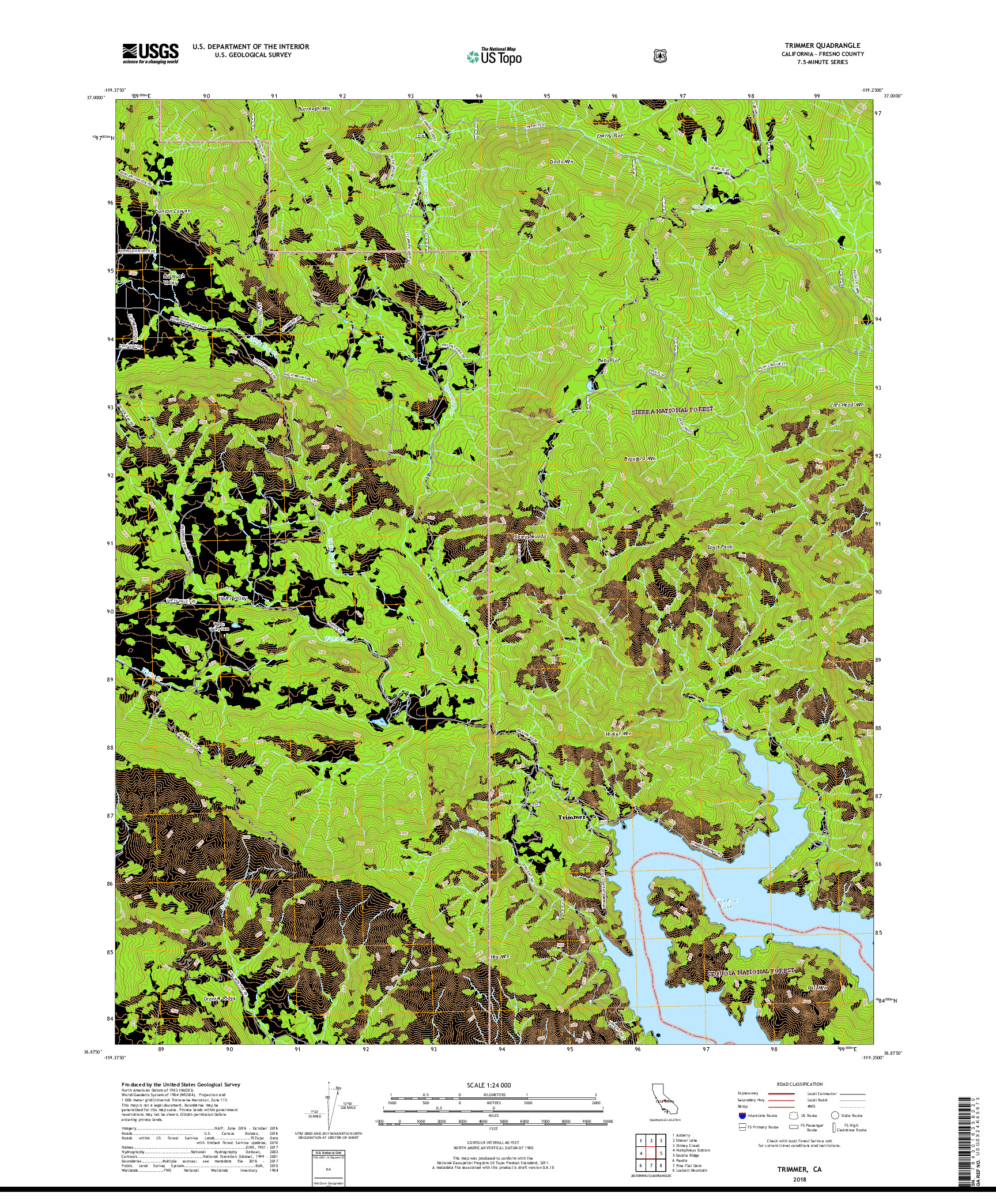 USGS US TOPO 7.5-MINUTE MAP FOR TRIMMER, CA 2018