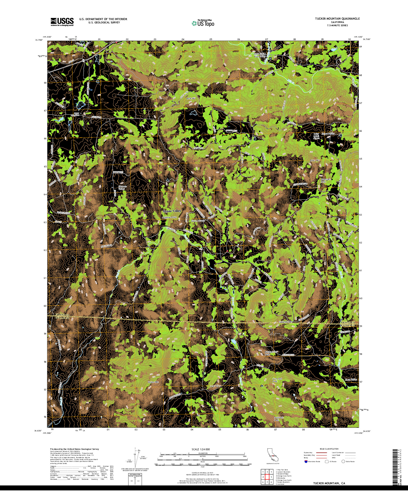 USGS US TOPO 7.5-MINUTE MAP FOR TUCKER MOUNTAIN, CA 2018