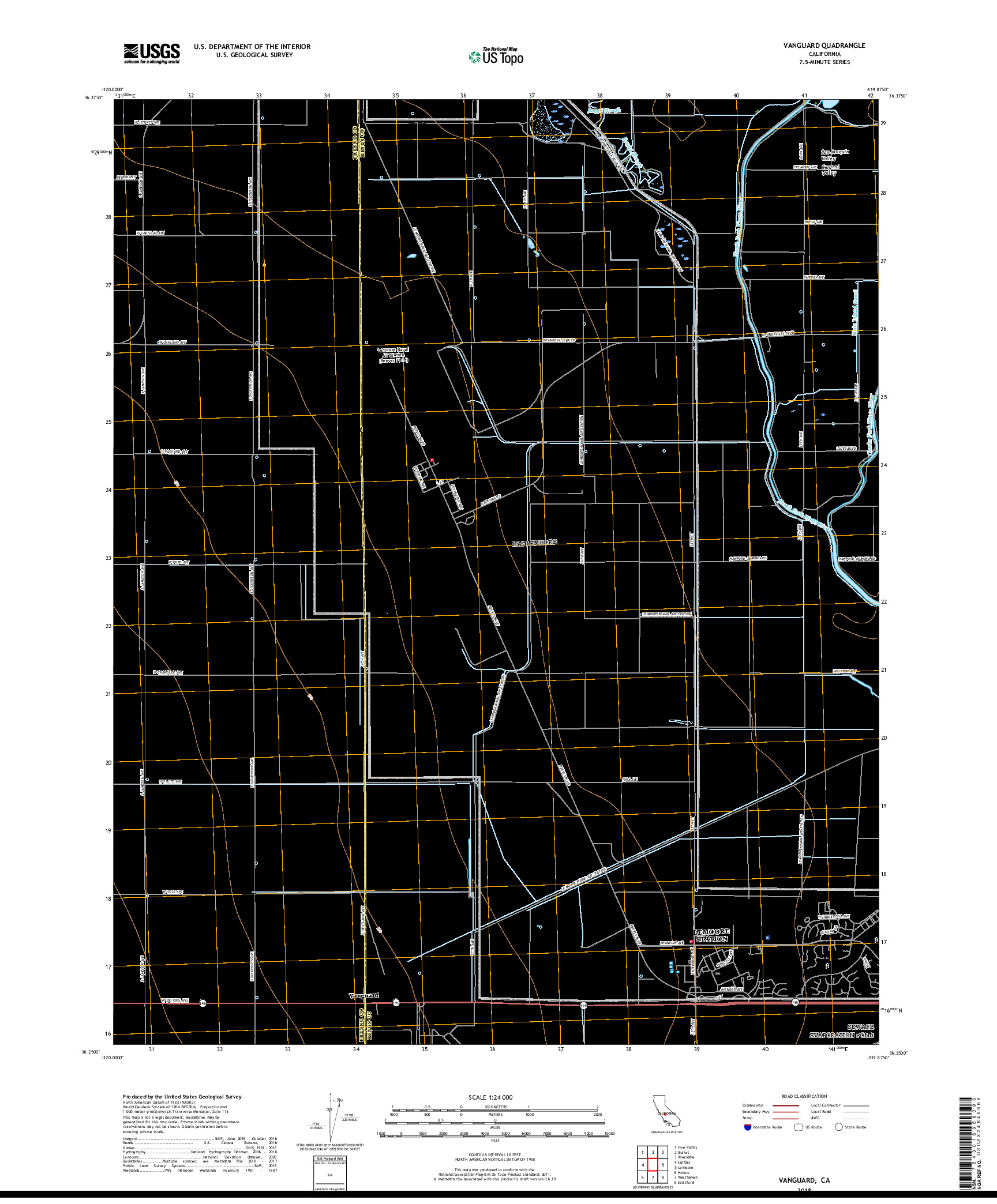 USGS US TOPO 7.5-MINUTE MAP FOR VANGUARD, CA 2018