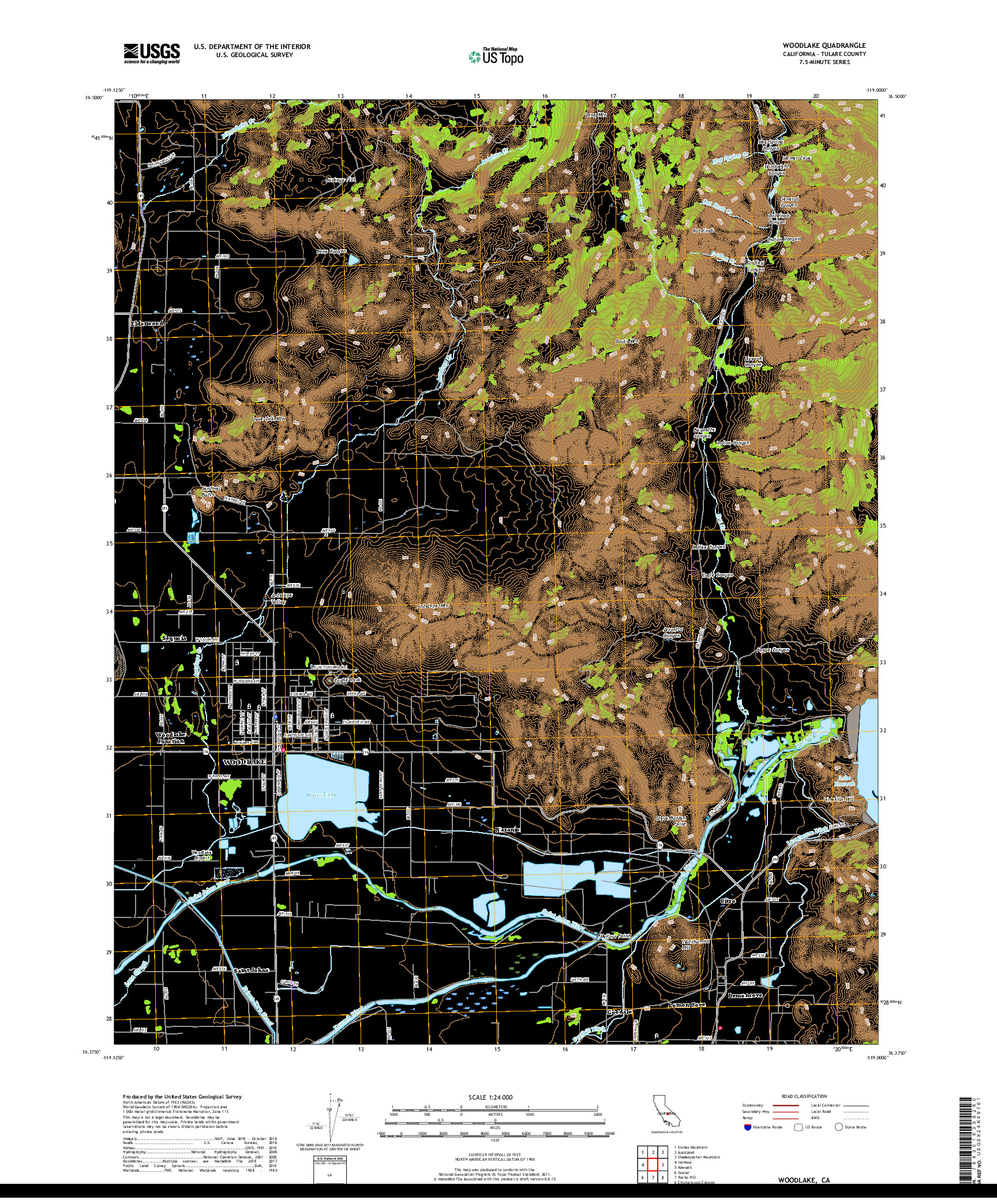 USGS US TOPO 7.5-MINUTE MAP FOR WOODLAKE, CA 2018