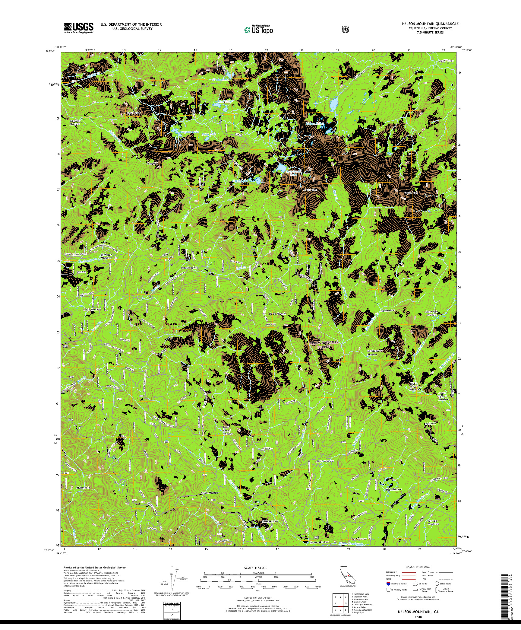 USGS US TOPO 7.5-MINUTE MAP FOR NELSON MOUNTAIN, CA 2018