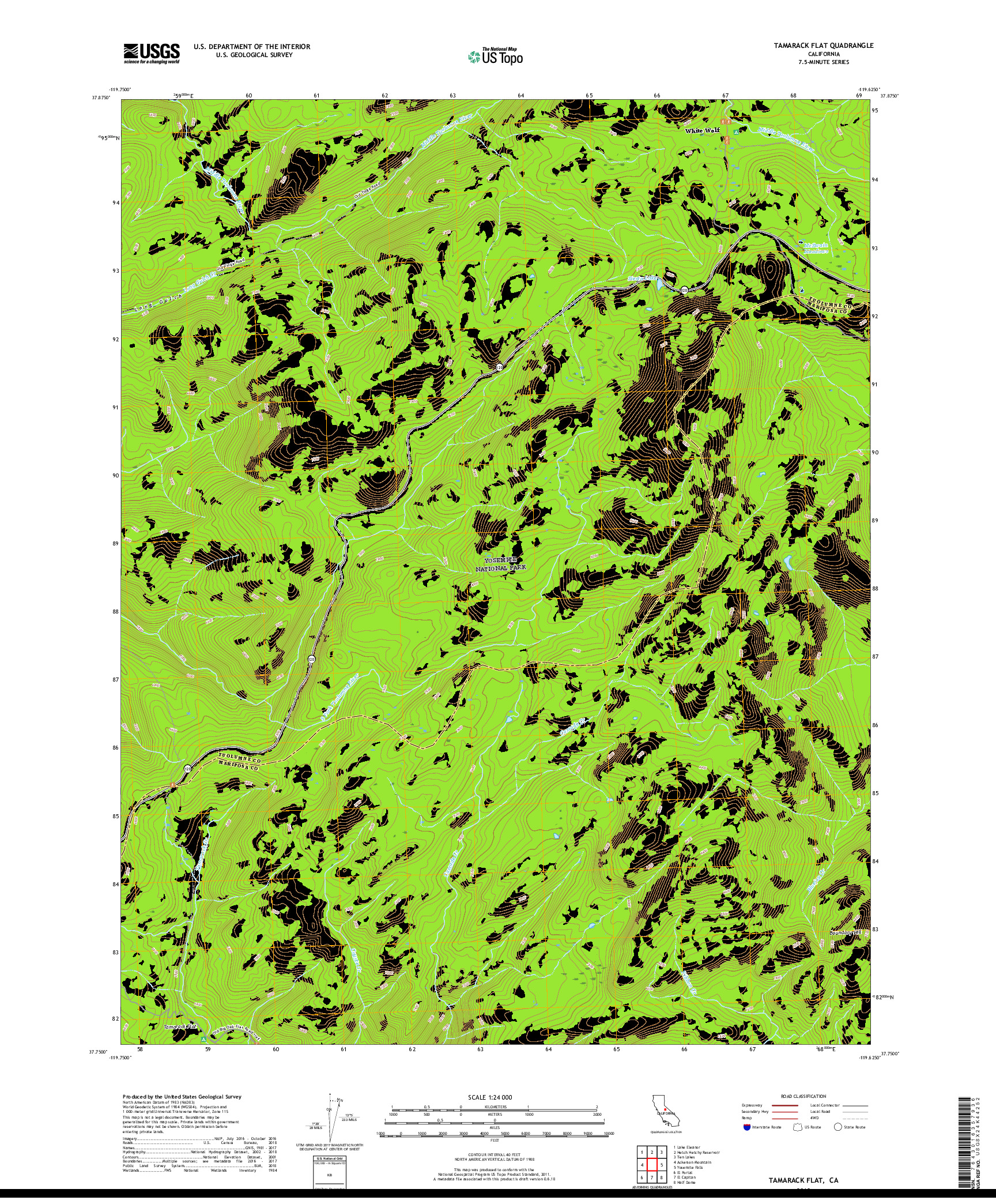 USGS US TOPO 7.5-MINUTE MAP FOR TAMARACK FLAT, CA 2018