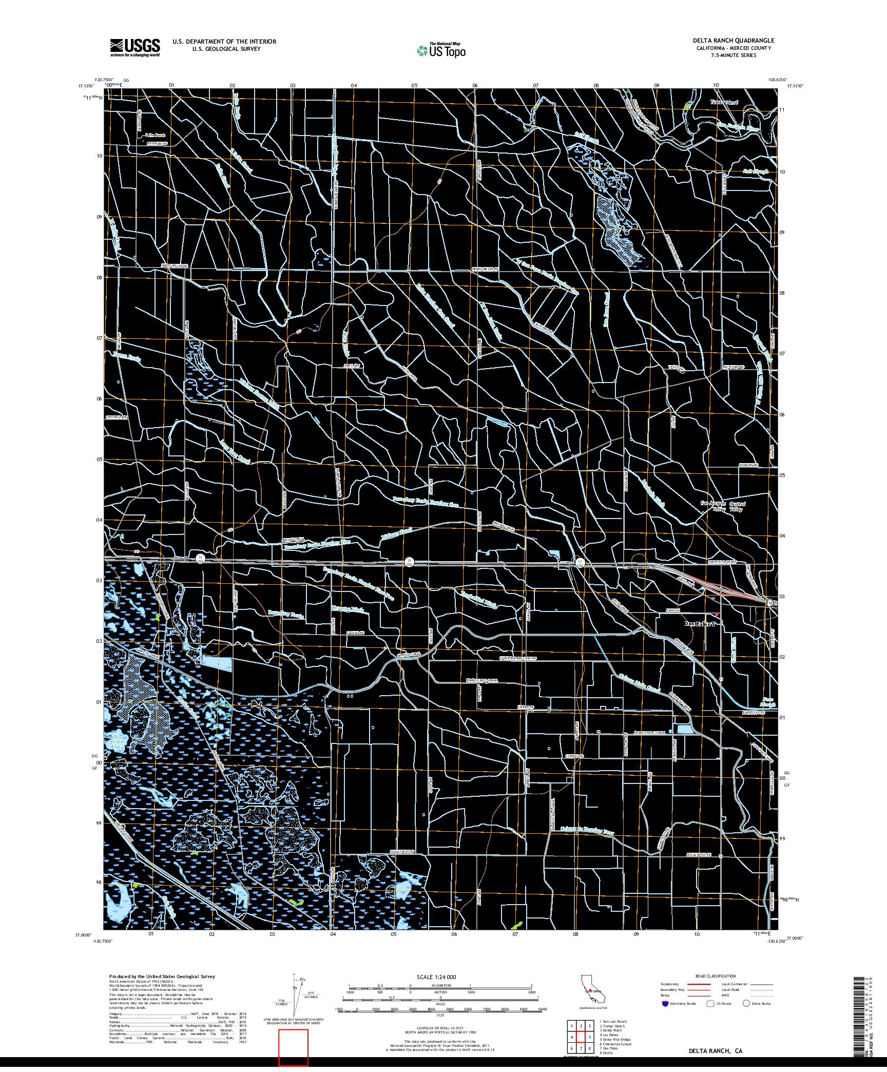 USGS US TOPO 7.5-MINUTE MAP FOR DELTA RANCH, CA 2018