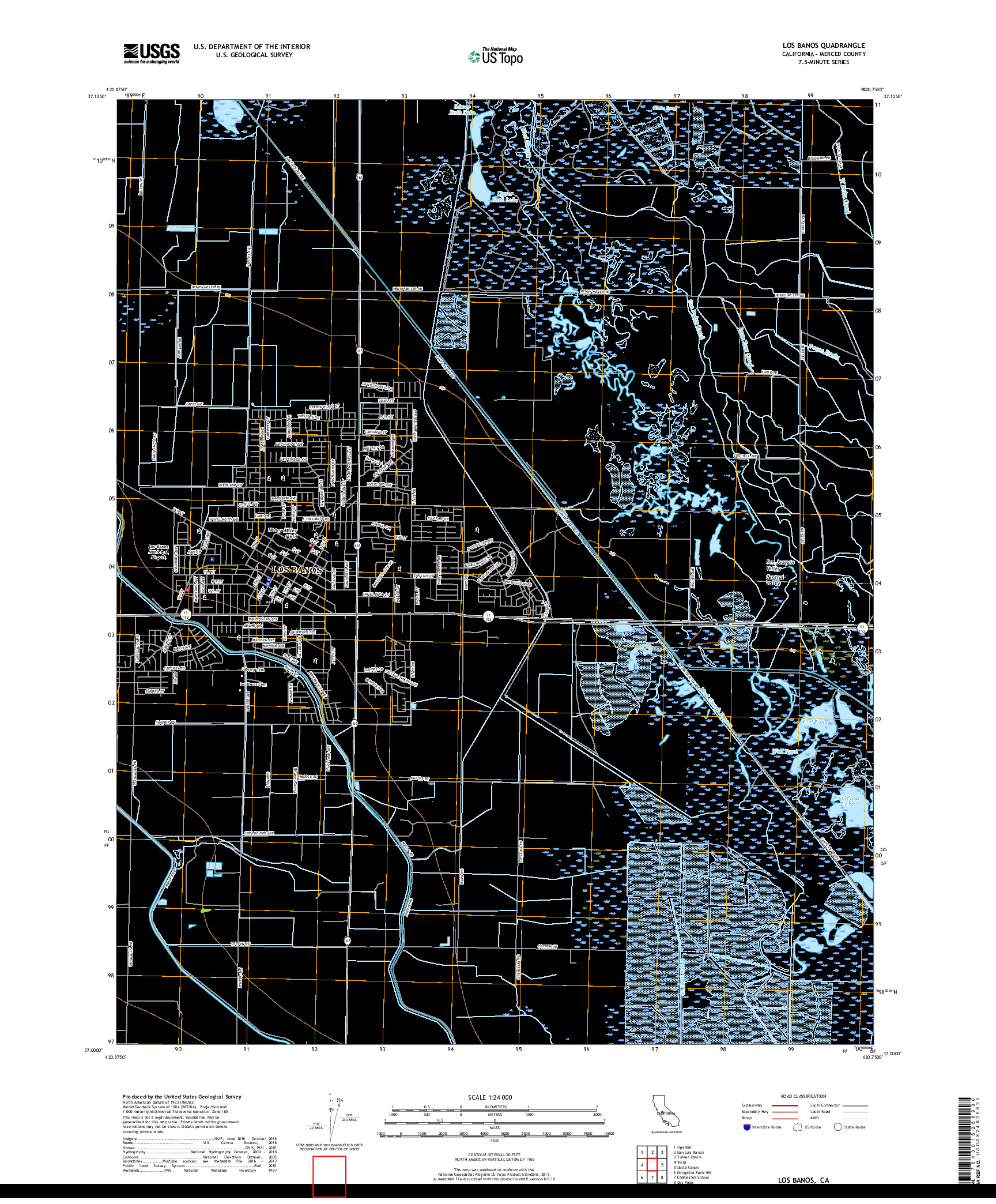 USGS US TOPO 7.5-MINUTE MAP FOR LOS BANOS, CA 2018