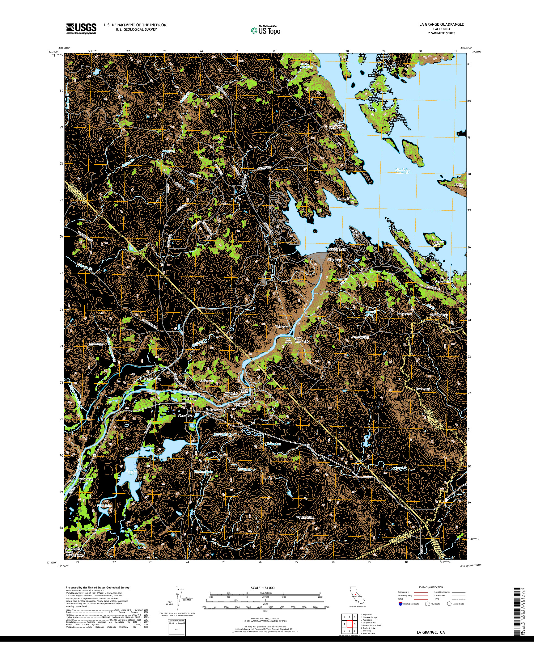 USGS US TOPO 7.5-MINUTE MAP FOR LA GRANGE, CA 2018