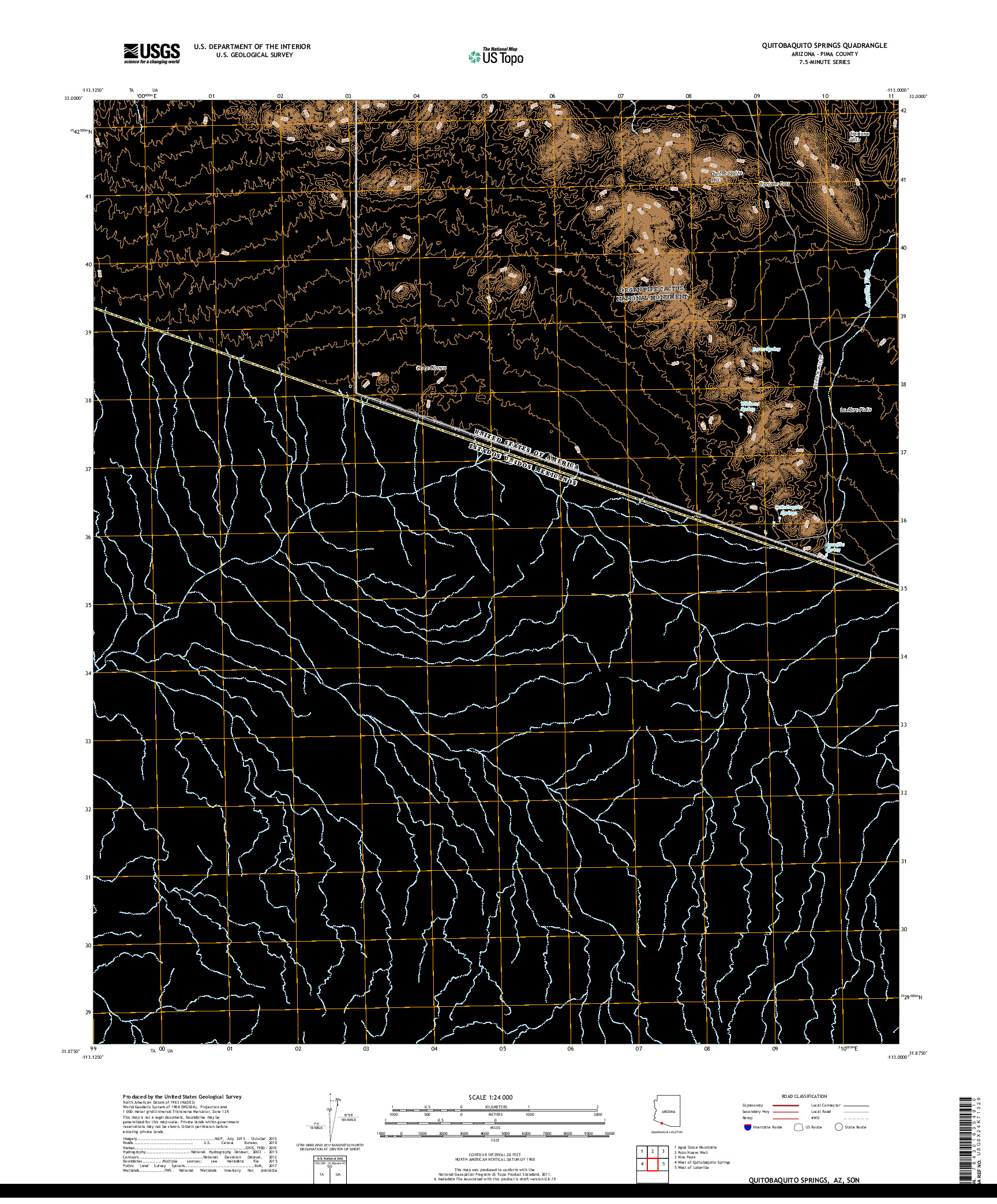 USGS US TOPO 7.5-MINUTE MAP FOR QUITOBAQUITO SPRINGS, AZ,SON 2018