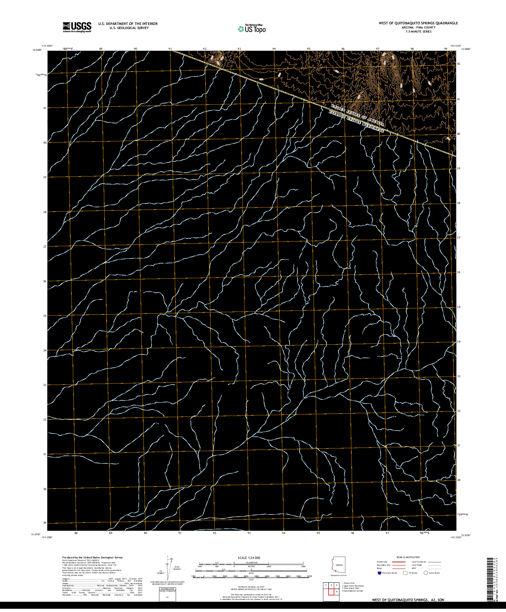 USGS US TOPO 7.5-MINUTE MAP FOR WEST OF QUITOBAQUITO SPRINGS, AZ,SON 2018