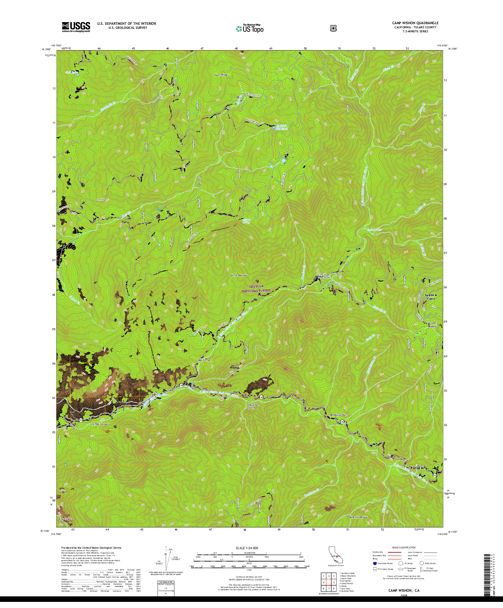 USGS US TOPO 7.5-MINUTE MAP FOR CAMP WISHON, CA 2018