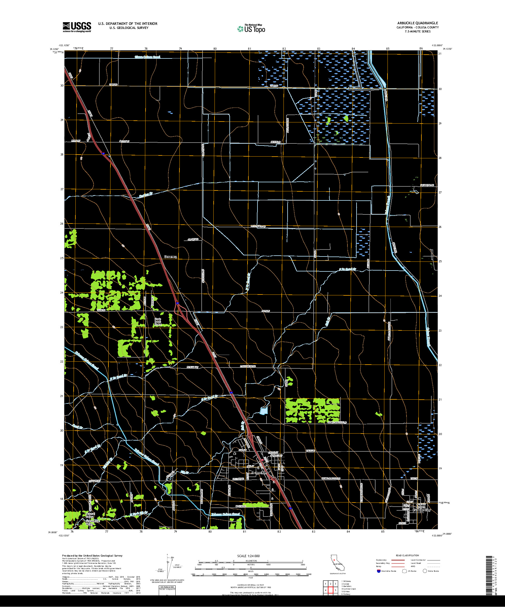 USGS US TOPO 7.5-MINUTE MAP FOR ARBUCKLE, CA 2018