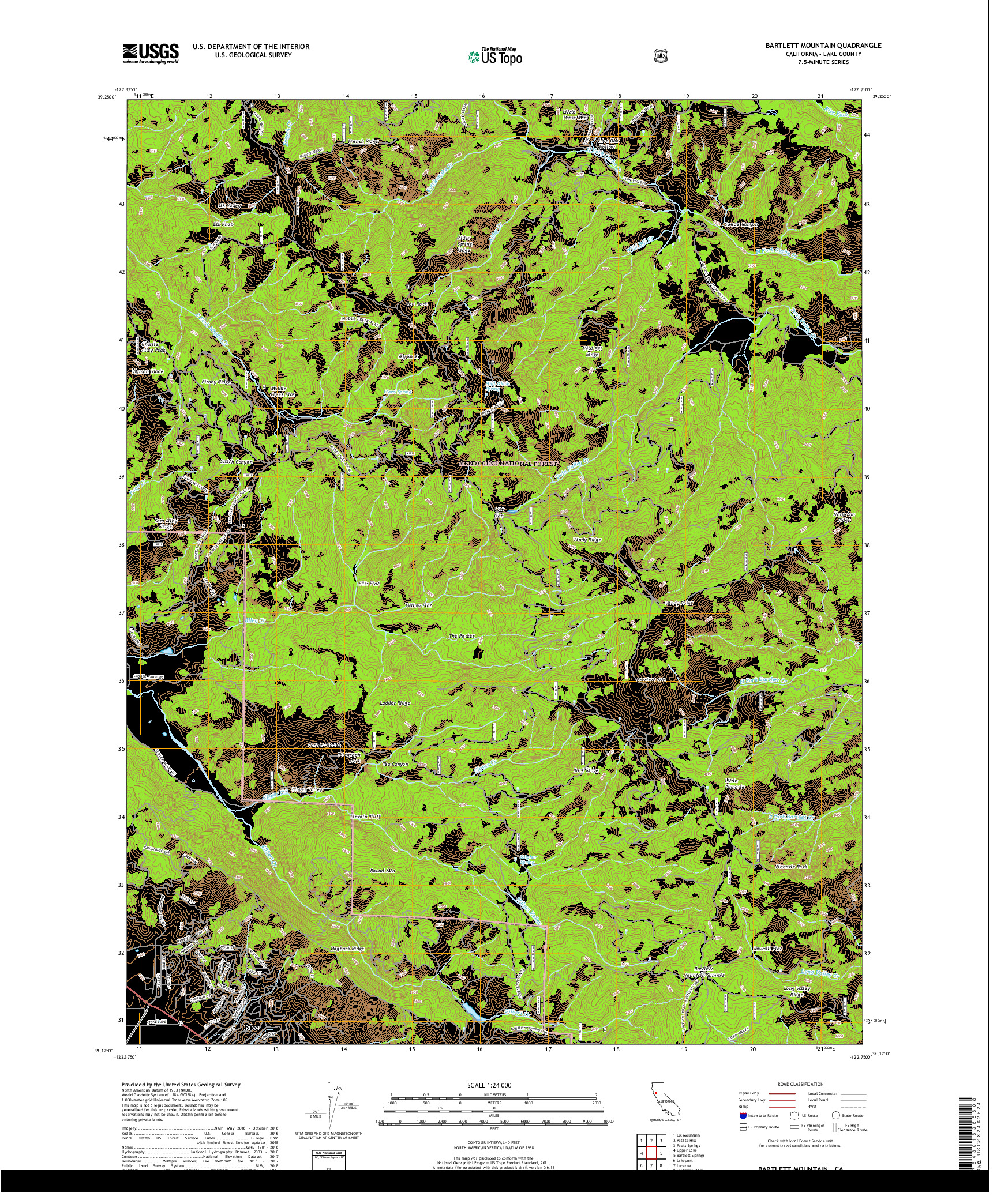 USGS US TOPO 7.5-MINUTE MAP FOR BARTLETT MOUNTAIN, CA 2018