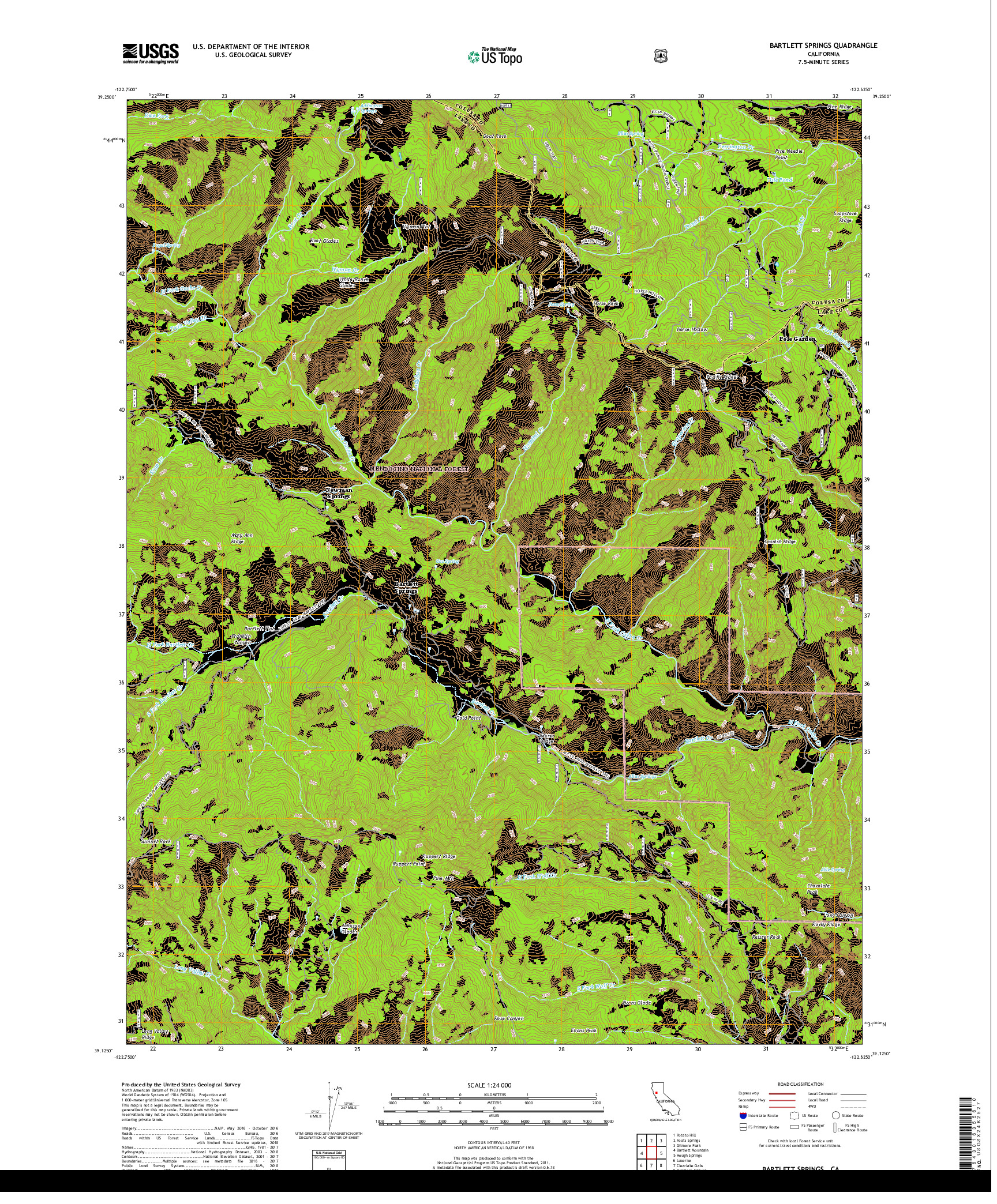 USGS US TOPO 7.5-MINUTE MAP FOR BARTLETT SPRINGS, CA 2018