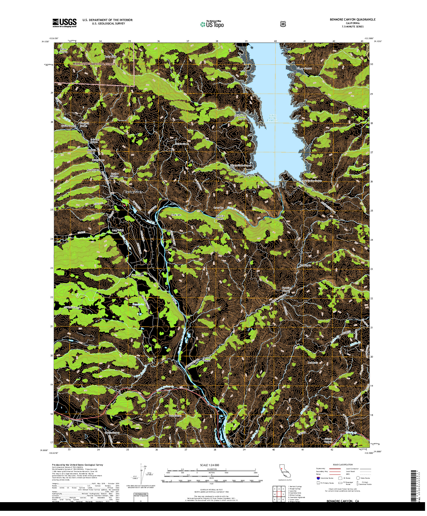 USGS US TOPO 7.5-MINUTE MAP FOR BENMORE CANYON, CA 2018