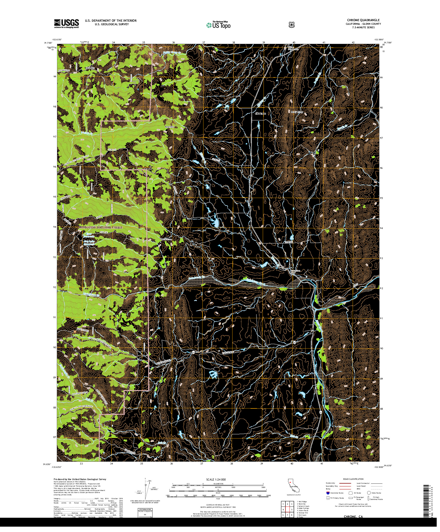 USGS US TOPO 7.5-MINUTE MAP FOR CHROME, CA 2018