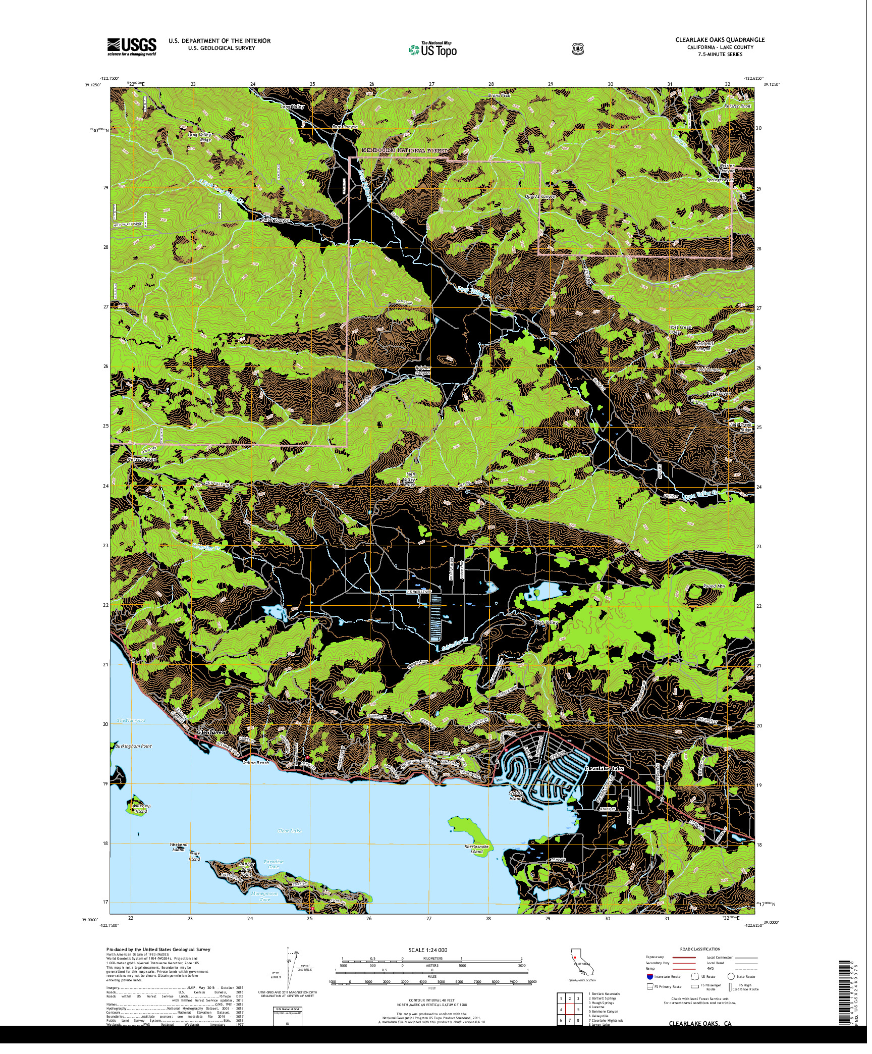 USGS US TOPO 7.5-MINUTE MAP FOR CLEARLAKE OAKS, CA 2018