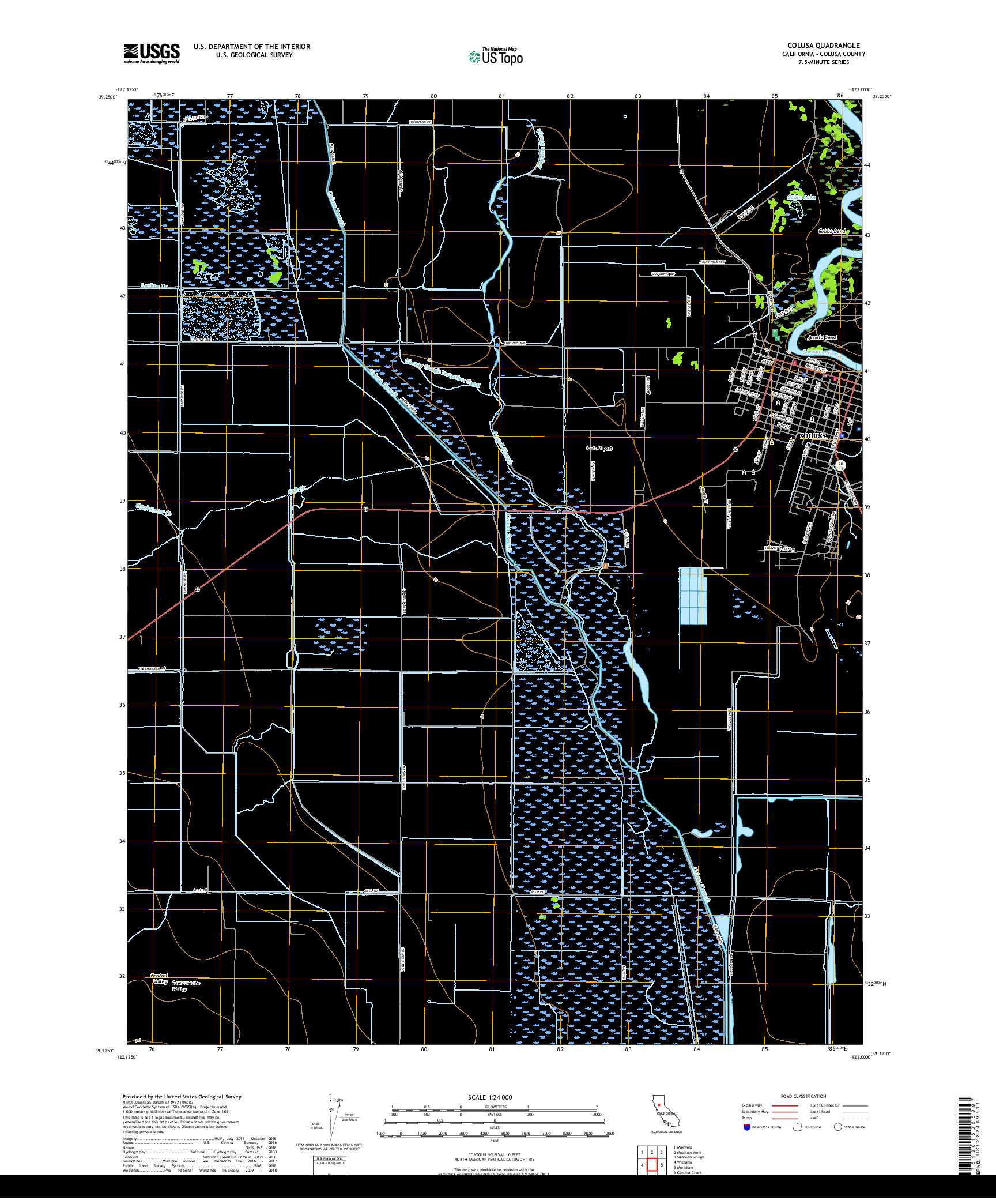 USGS US TOPO 7.5-MINUTE MAP FOR COLUSA, CA 2018