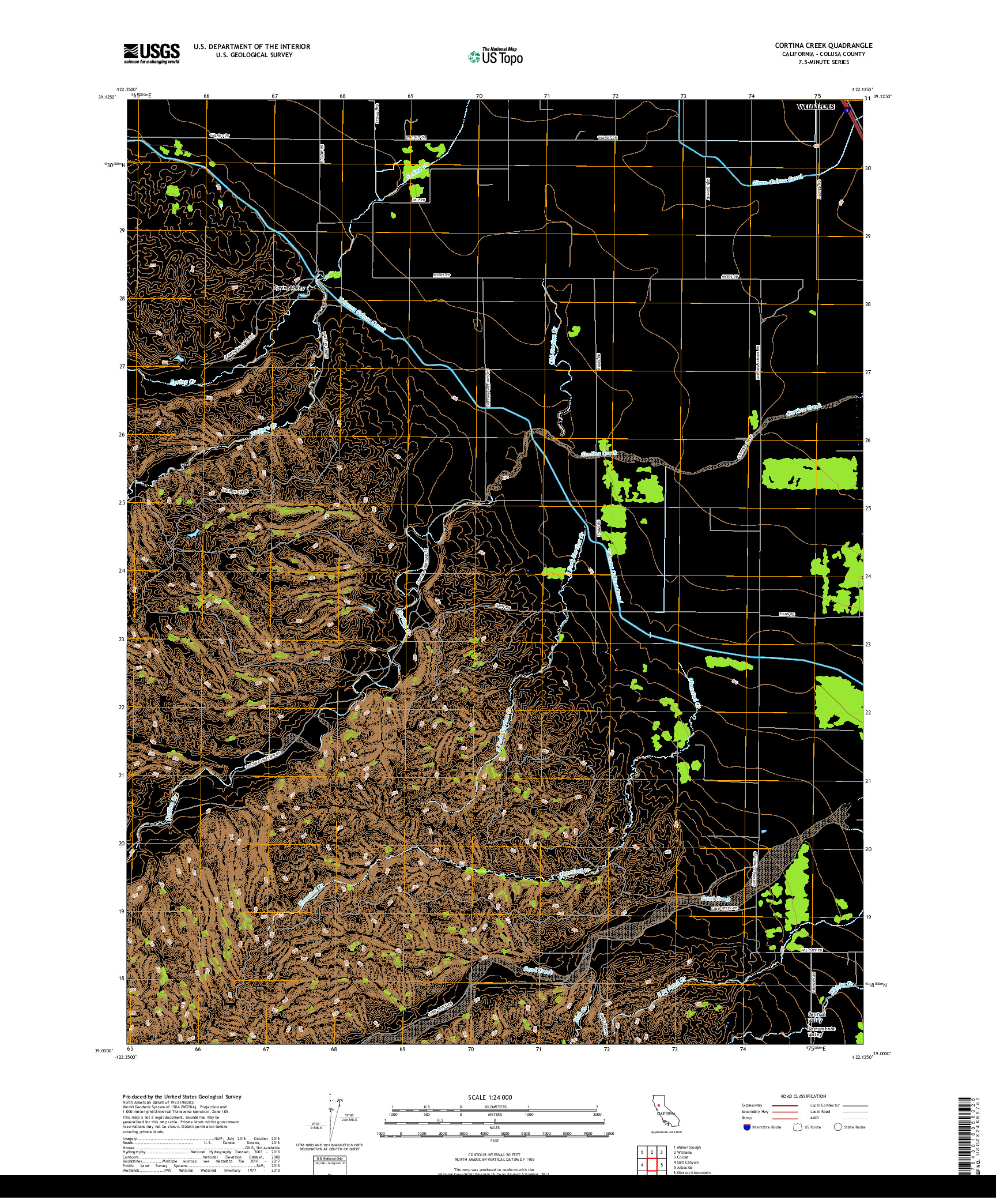 USGS US TOPO 7.5-MINUTE MAP FOR CORTINA CREEK, CA 2018