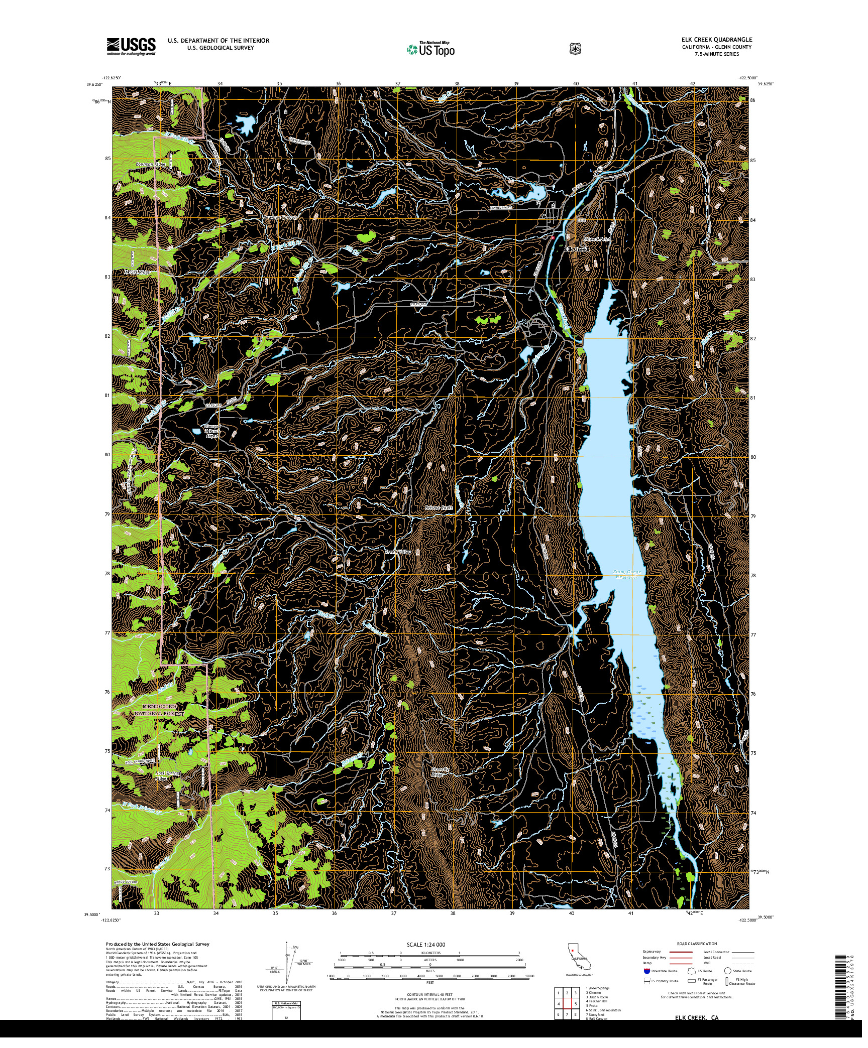 USGS US TOPO 7.5-MINUTE MAP FOR ELK CREEK, CA 2018