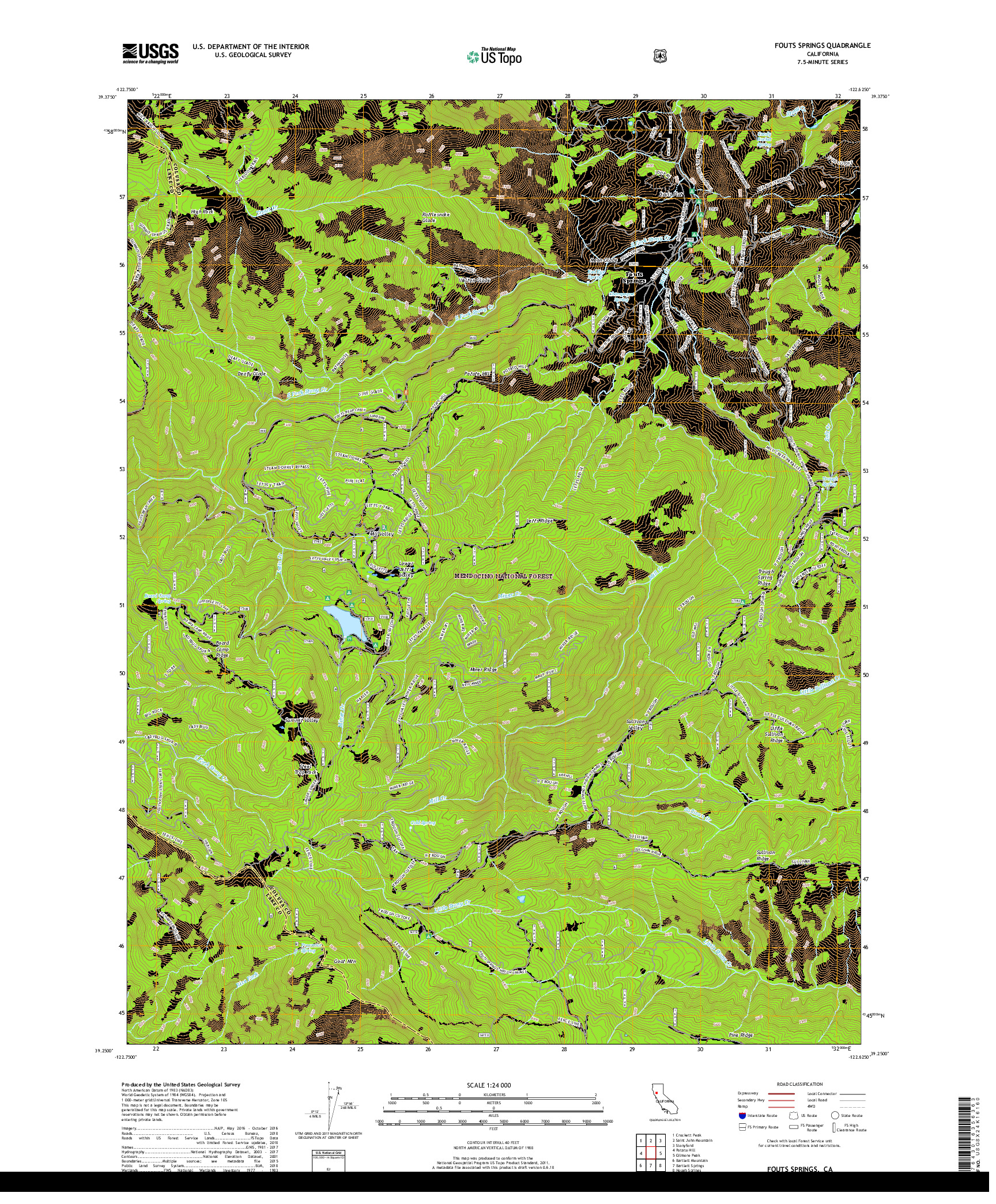 USGS US TOPO 7.5-MINUTE MAP FOR FOUTS SPRINGS, CA 2018