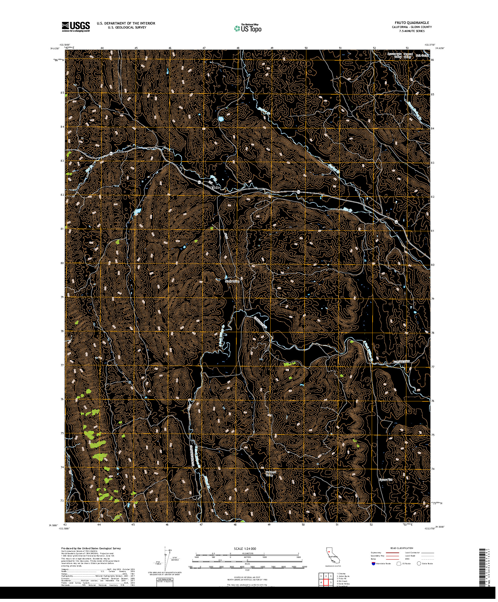 USGS US TOPO 7.5-MINUTE MAP FOR FRUTO, CA 2018