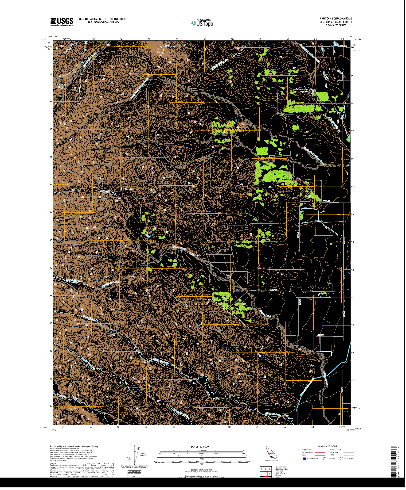 USGS US TOPO 7.5-MINUTE MAP FOR FRUTO NE, CA 2018