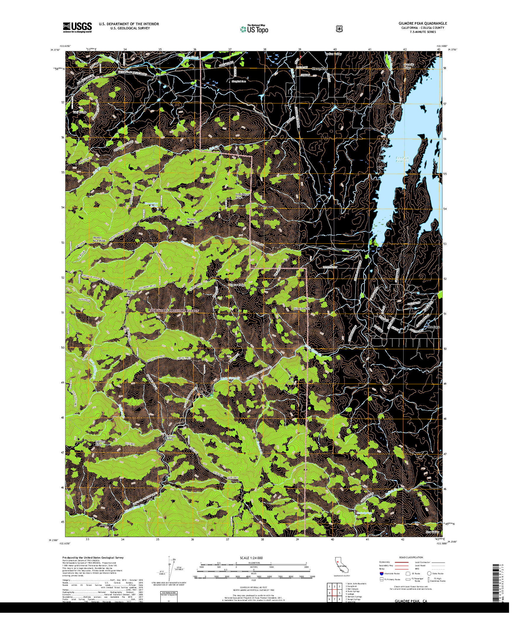 USGS US TOPO 7.5-MINUTE MAP FOR GILMORE PEAK, CA 2018