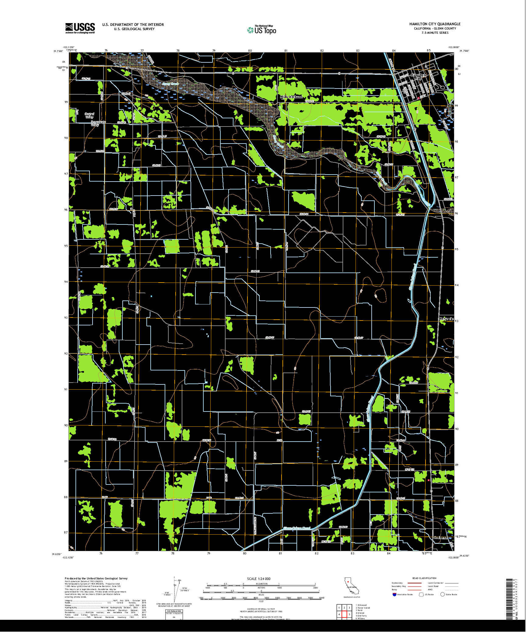 USGS US TOPO 7.5-MINUTE MAP FOR HAMILTON CITY, CA 2018