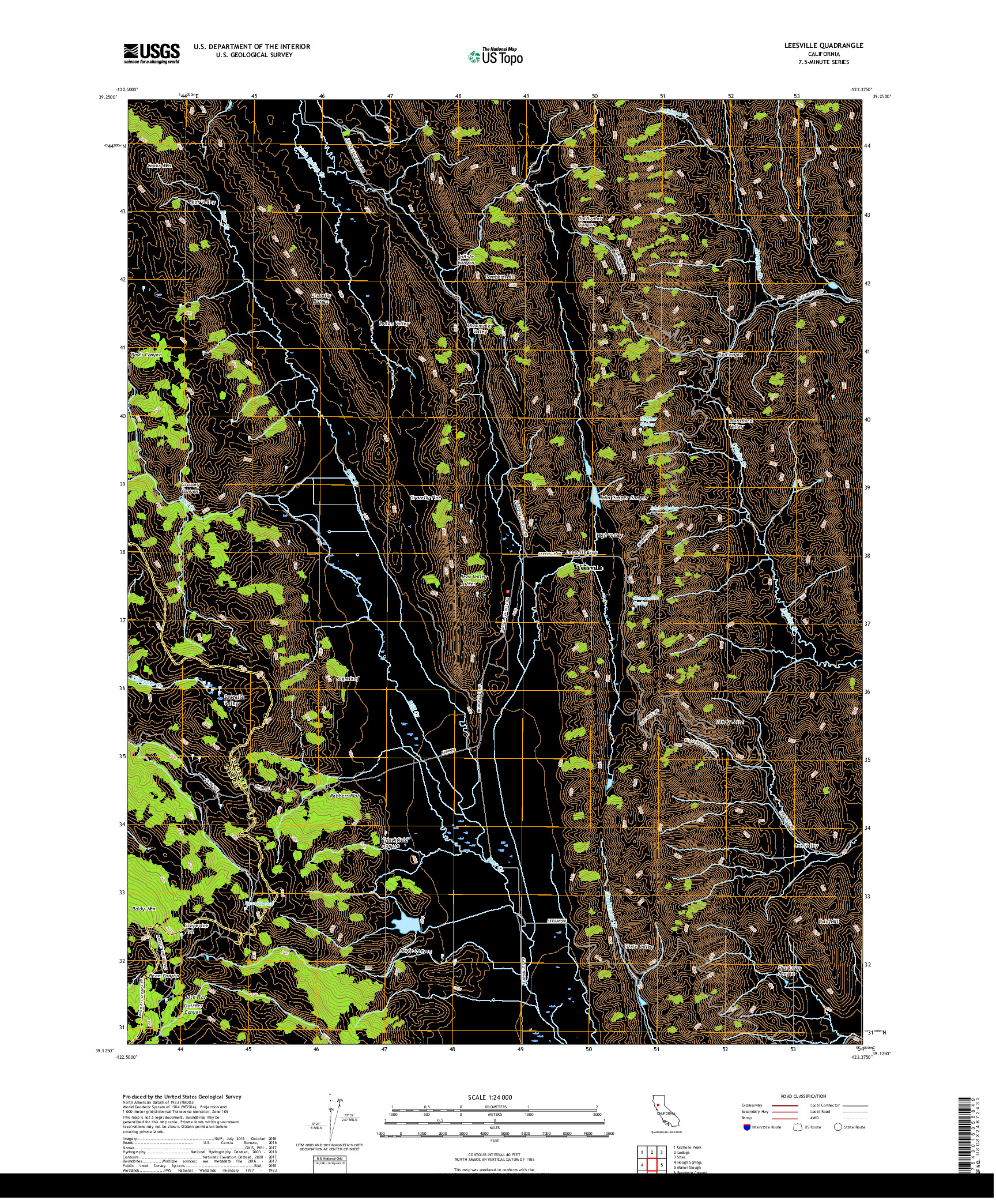 USGS US TOPO 7.5-MINUTE MAP FOR LEESVILLE, CA 2018