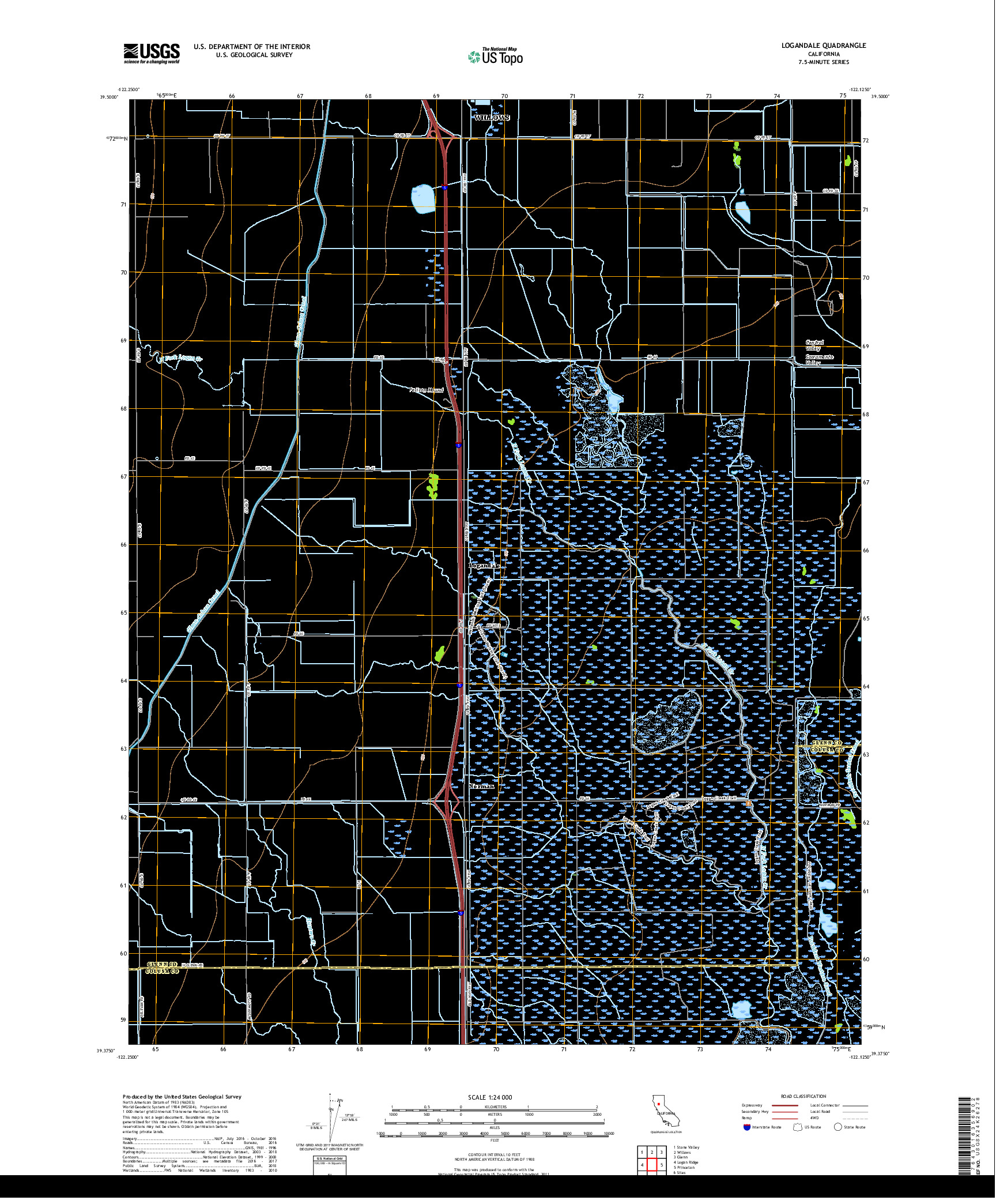 USGS US TOPO 7.5-MINUTE MAP FOR LOGANDALE, CA 2018