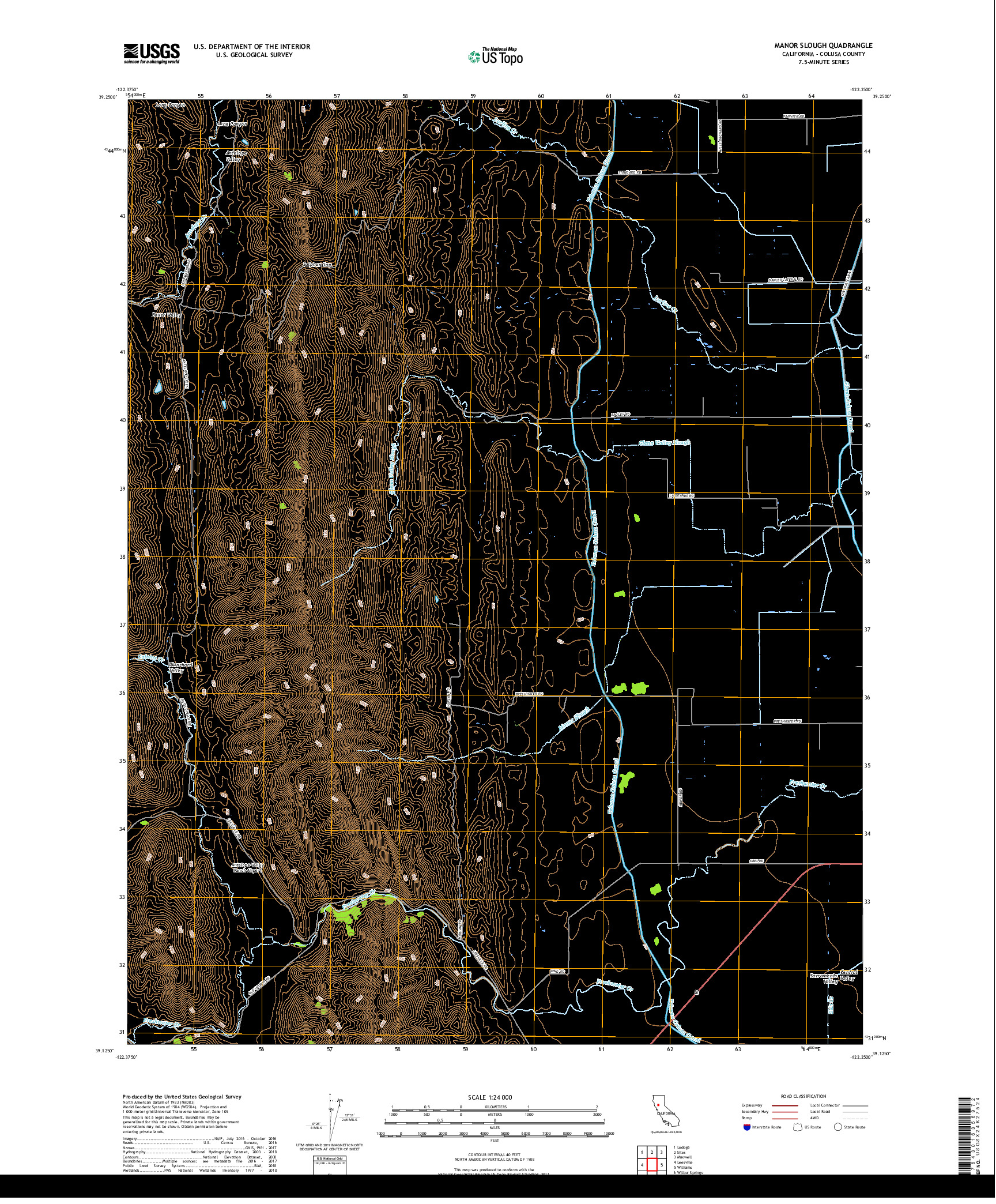 USGS US TOPO 7.5-MINUTE MAP FOR MANOR SLOUGH, CA 2018