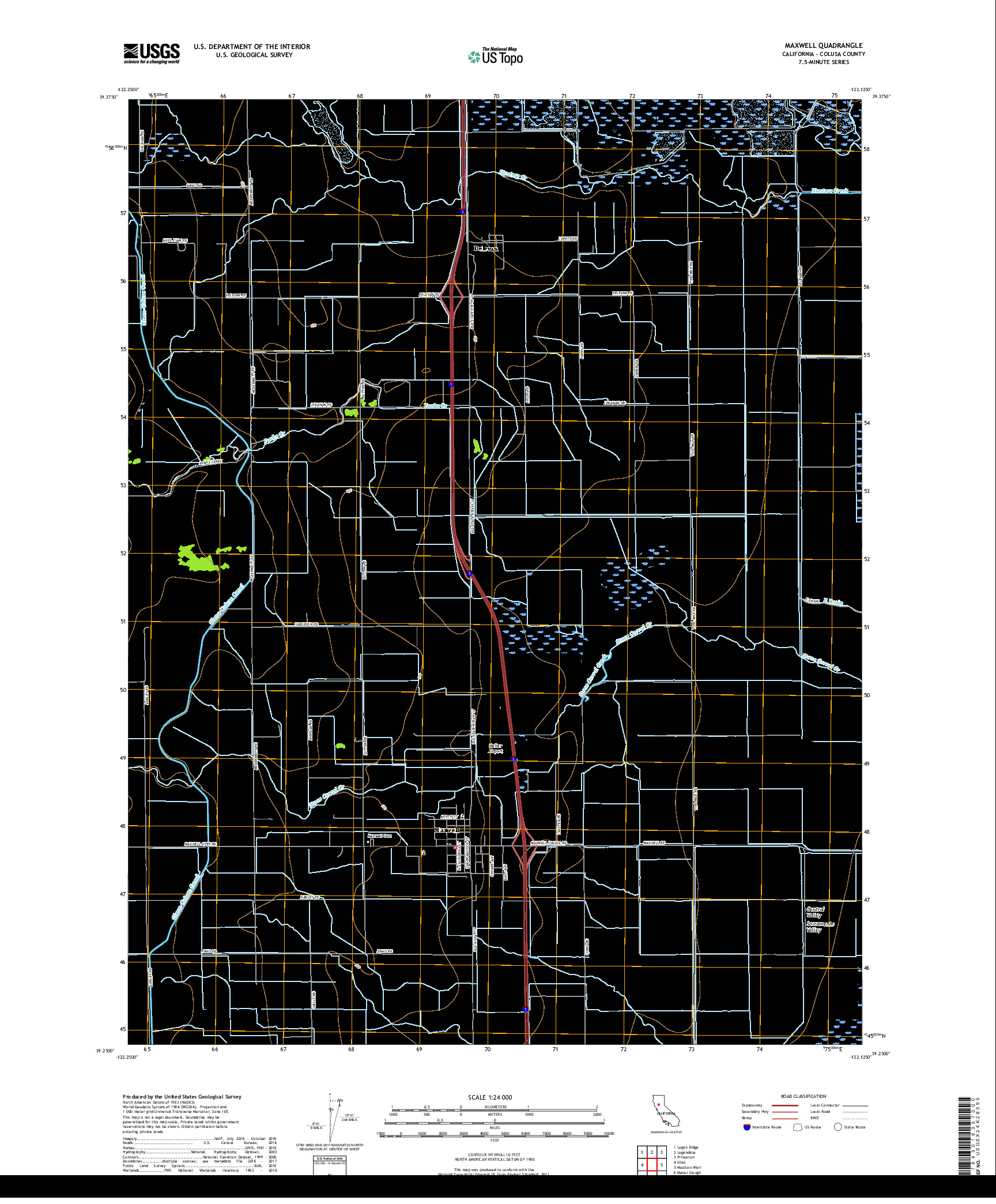 USGS US TOPO 7.5-MINUTE MAP FOR MAXWELL, CA 2018