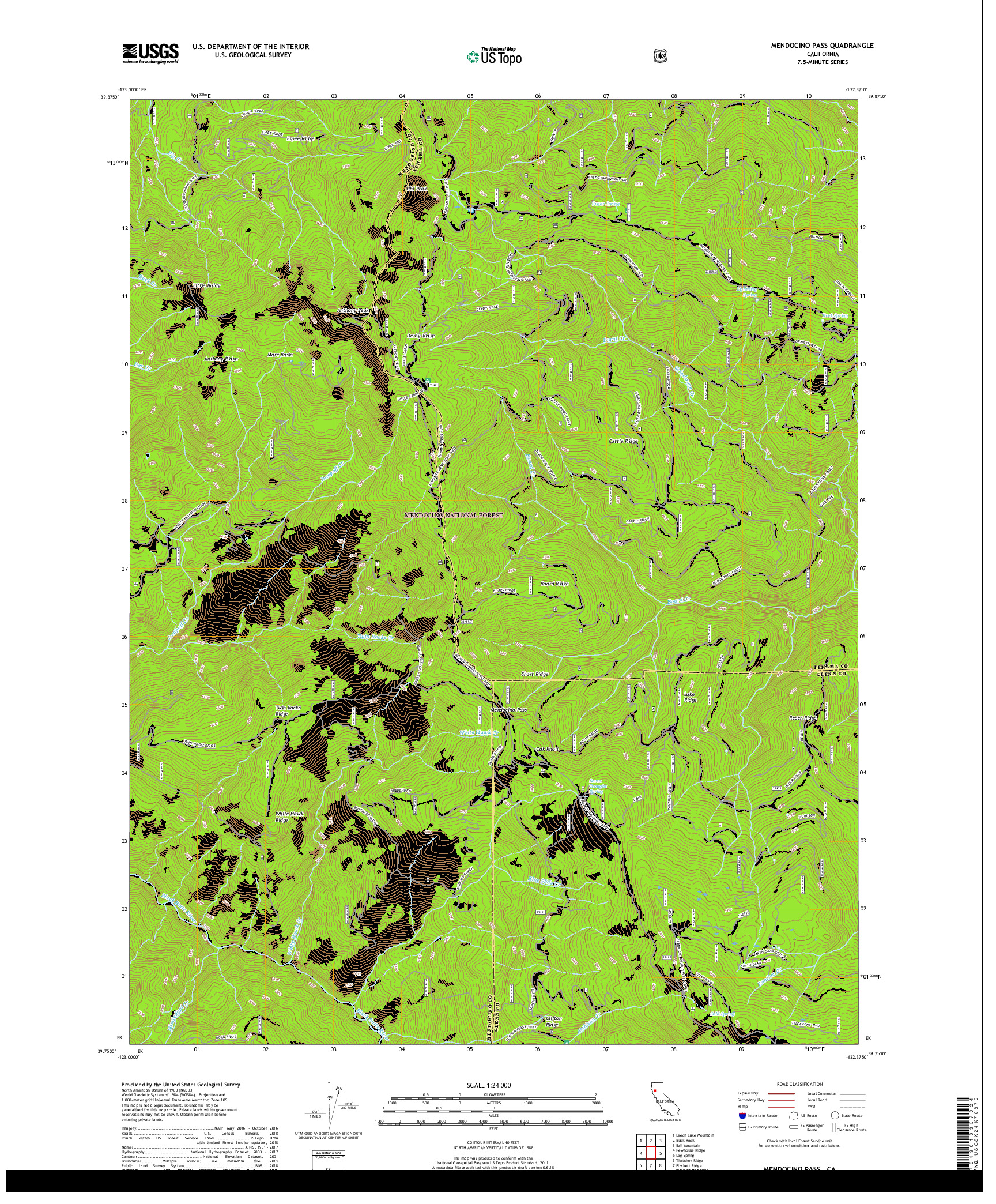 USGS US TOPO 7.5-MINUTE MAP FOR MENDOCINO PASS, CA 2018
