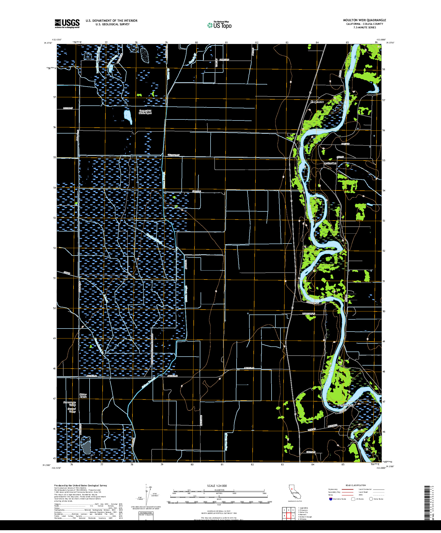 USGS US TOPO 7.5-MINUTE MAP FOR MOULTON WEIR, CA 2018