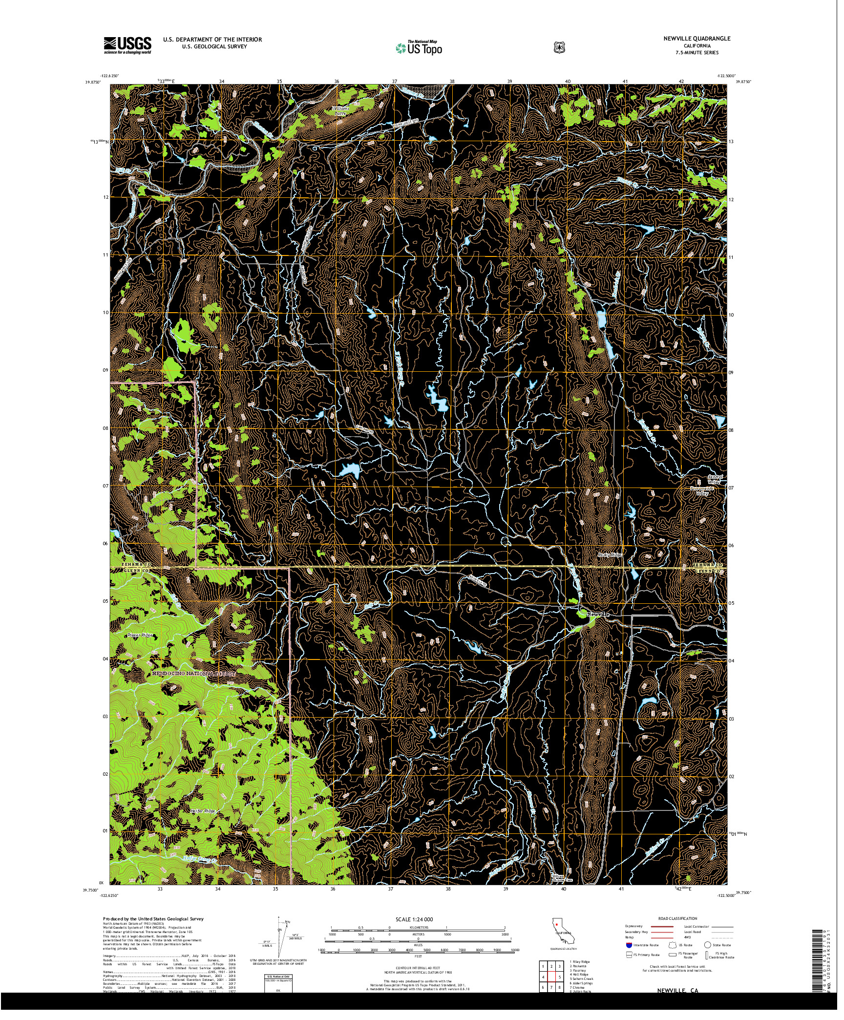 USGS US TOPO 7.5-MINUTE MAP FOR NEWVILLE, CA 2018