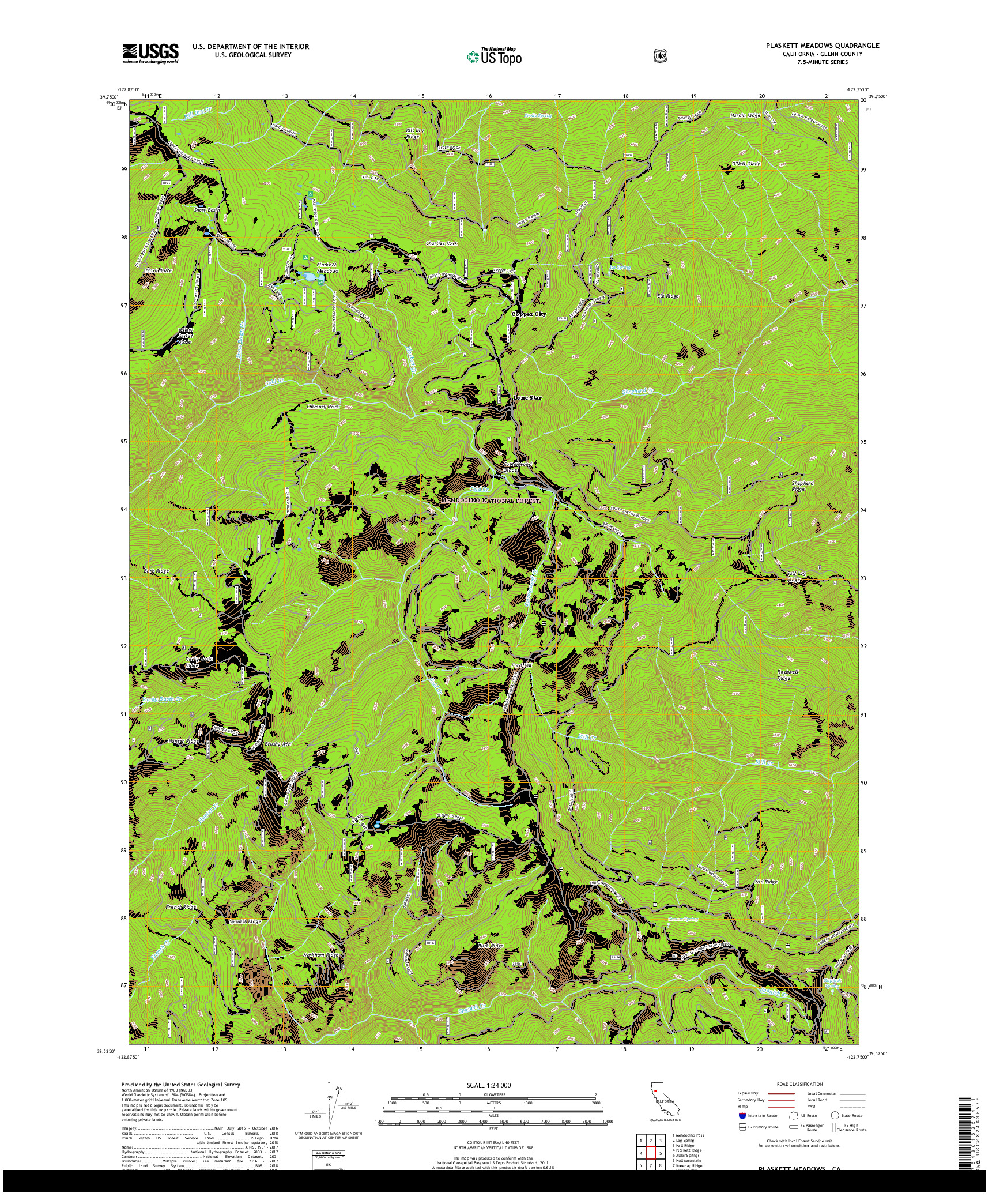 USGS US TOPO 7.5-MINUTE MAP FOR PLASKETT MEADOWS, CA 2018