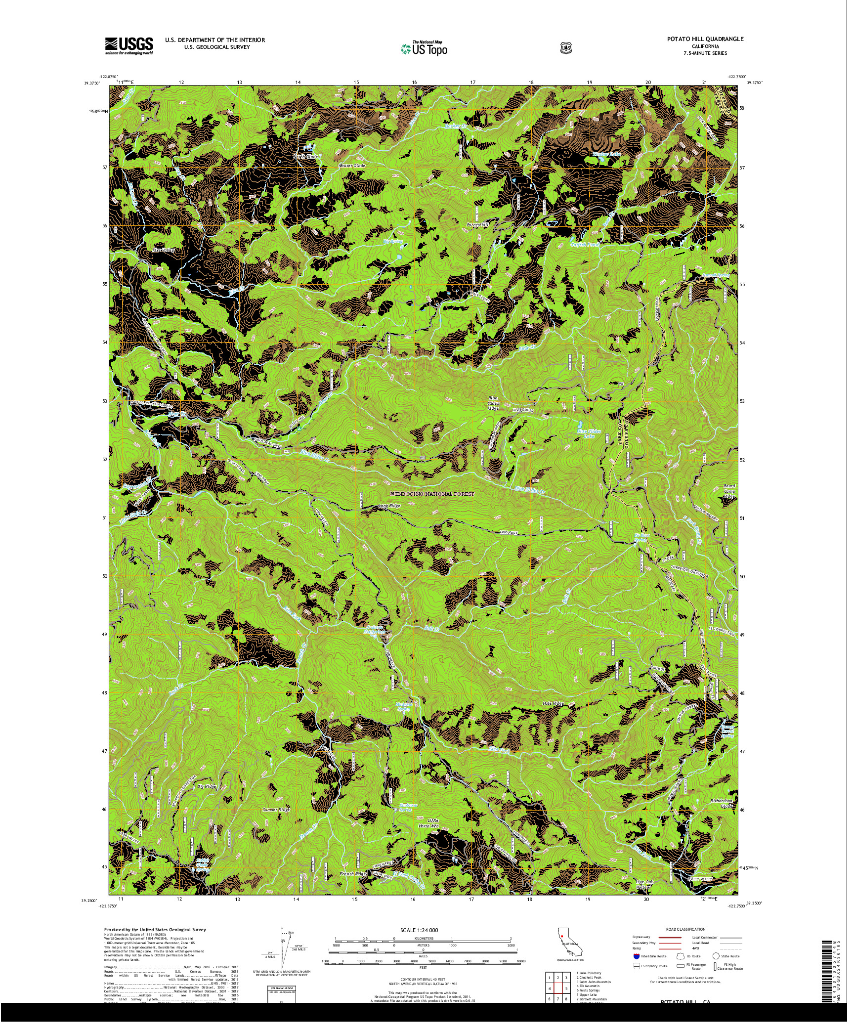 USGS US TOPO 7.5-MINUTE MAP FOR POTATO HILL, CA 2018