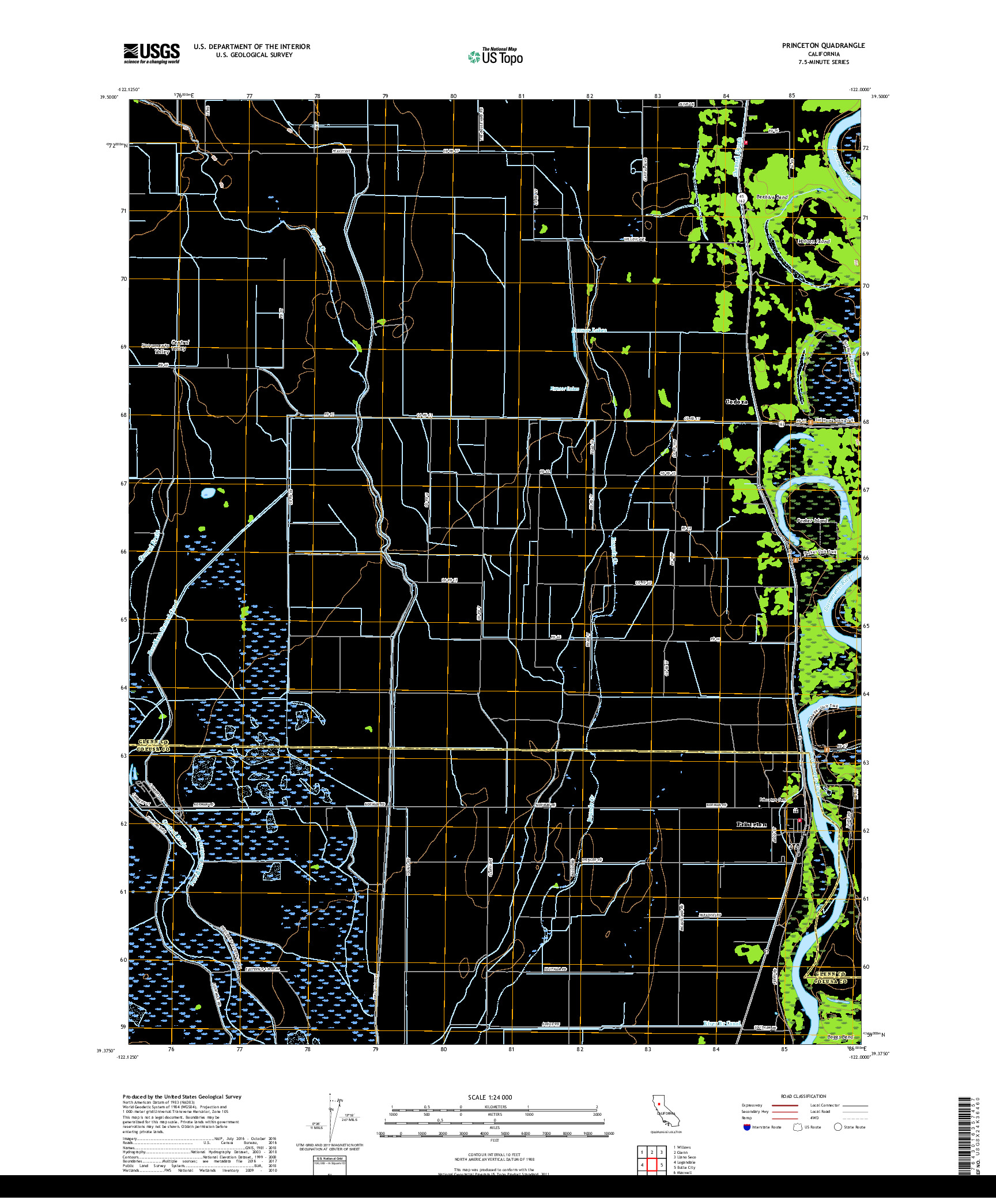 USGS US TOPO 7.5-MINUTE MAP FOR PRINCETON, CA 2018