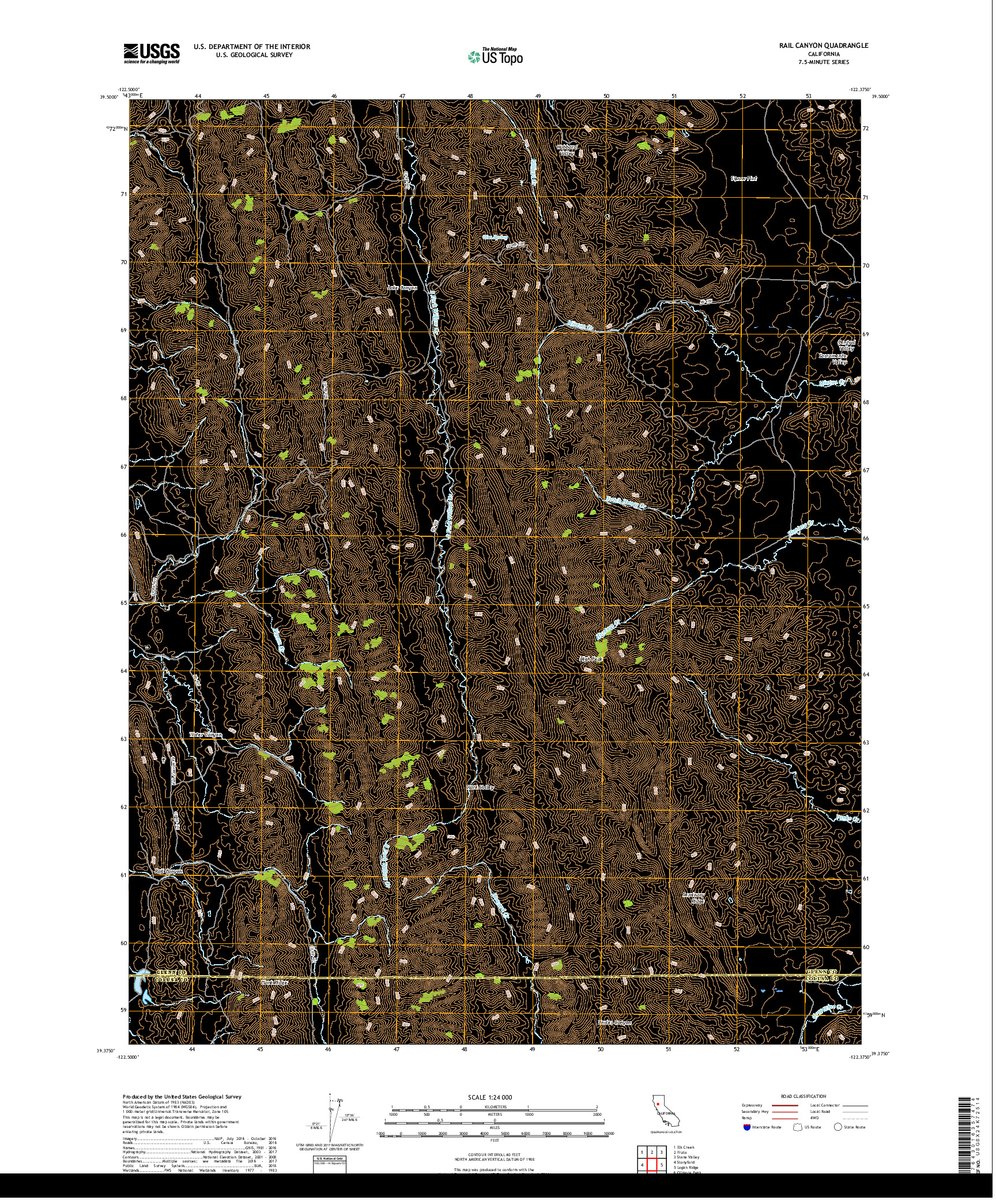 USGS US TOPO 7.5-MINUTE MAP FOR RAIL CANYON, CA 2018