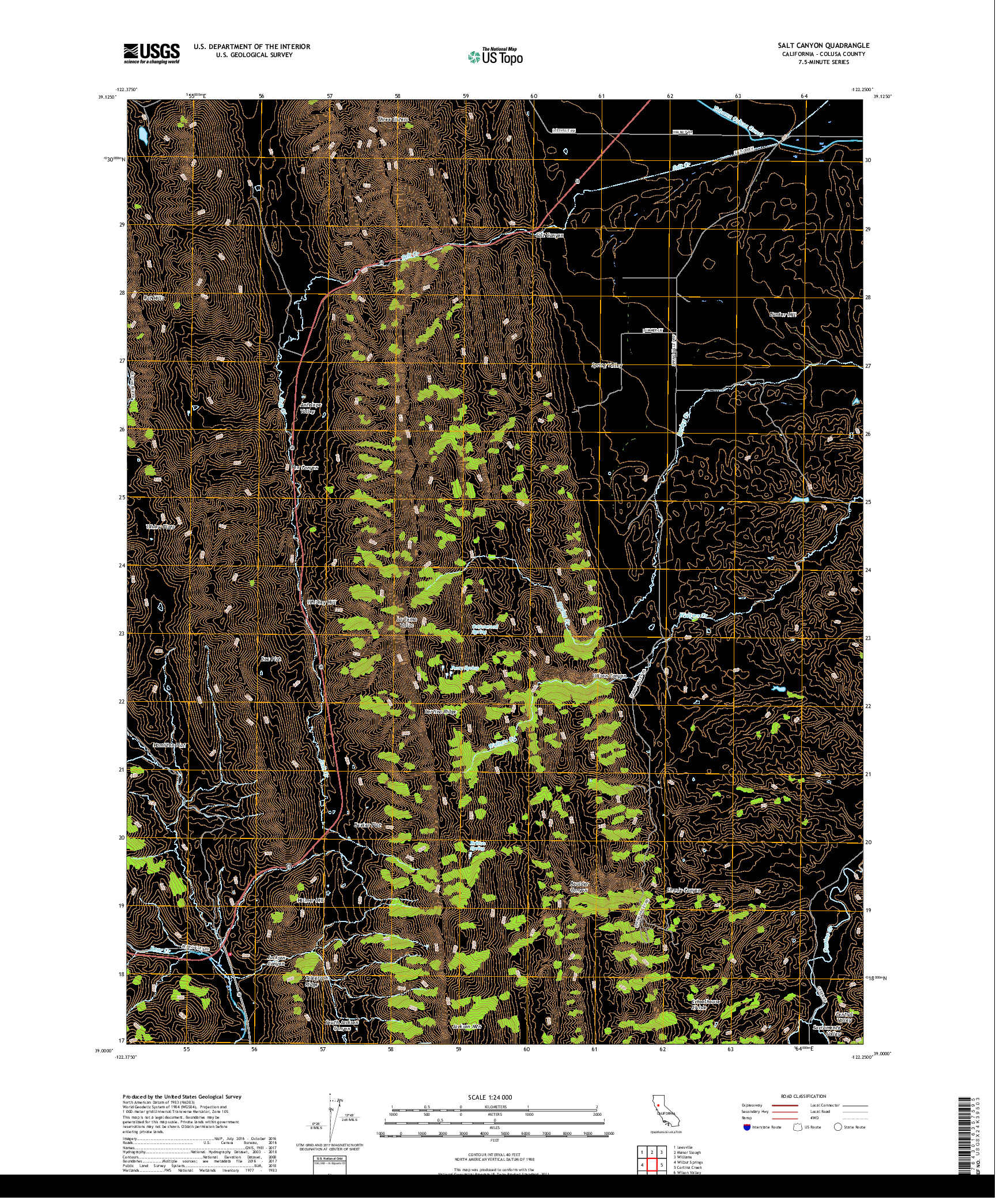 USGS US TOPO 7.5-MINUTE MAP FOR SALT CANYON, CA 2018