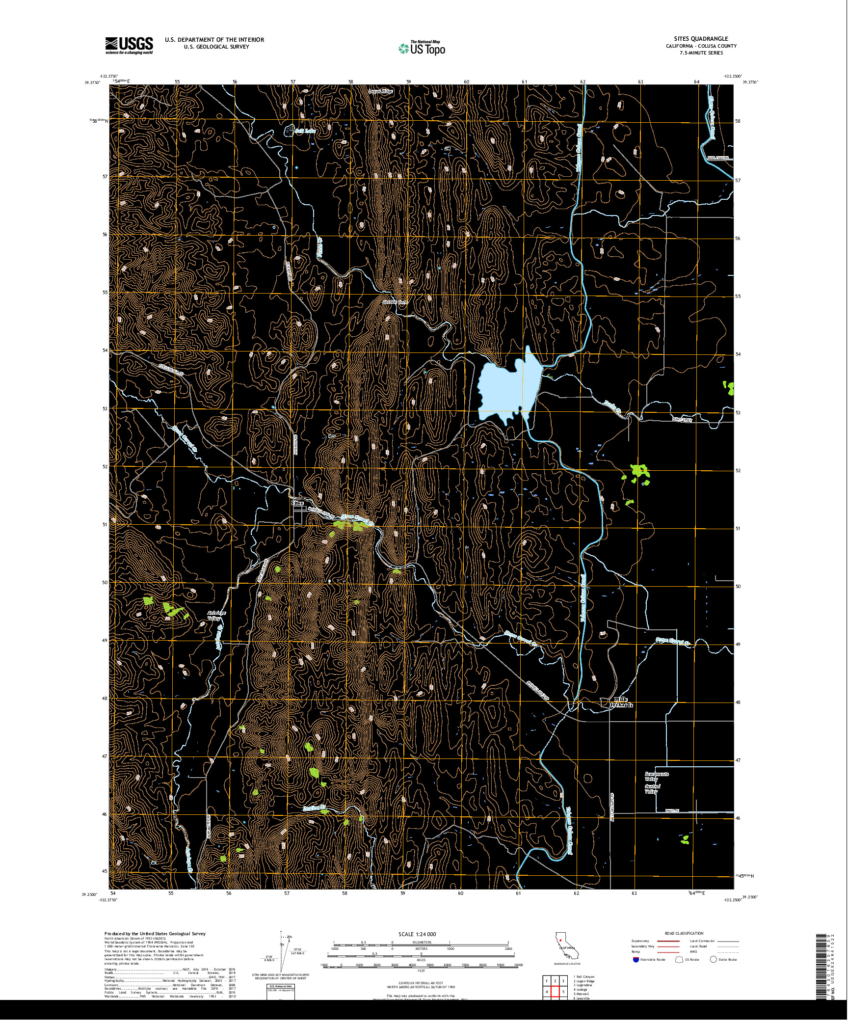 USGS US TOPO 7.5-MINUTE MAP FOR SITES, CA 2018