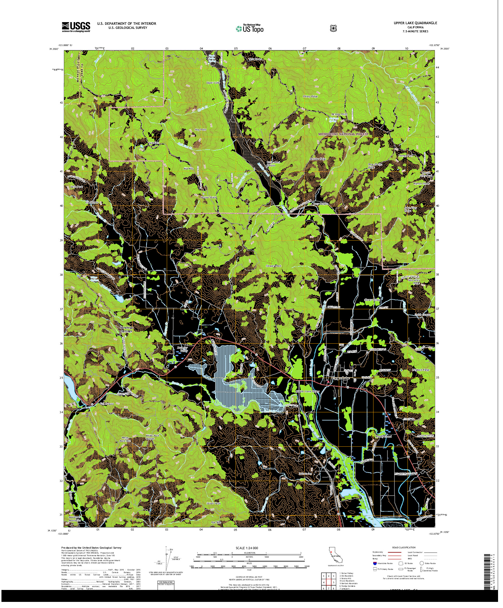 USGS US TOPO 7.5-MINUTE MAP FOR UPPER LAKE, CA 2018