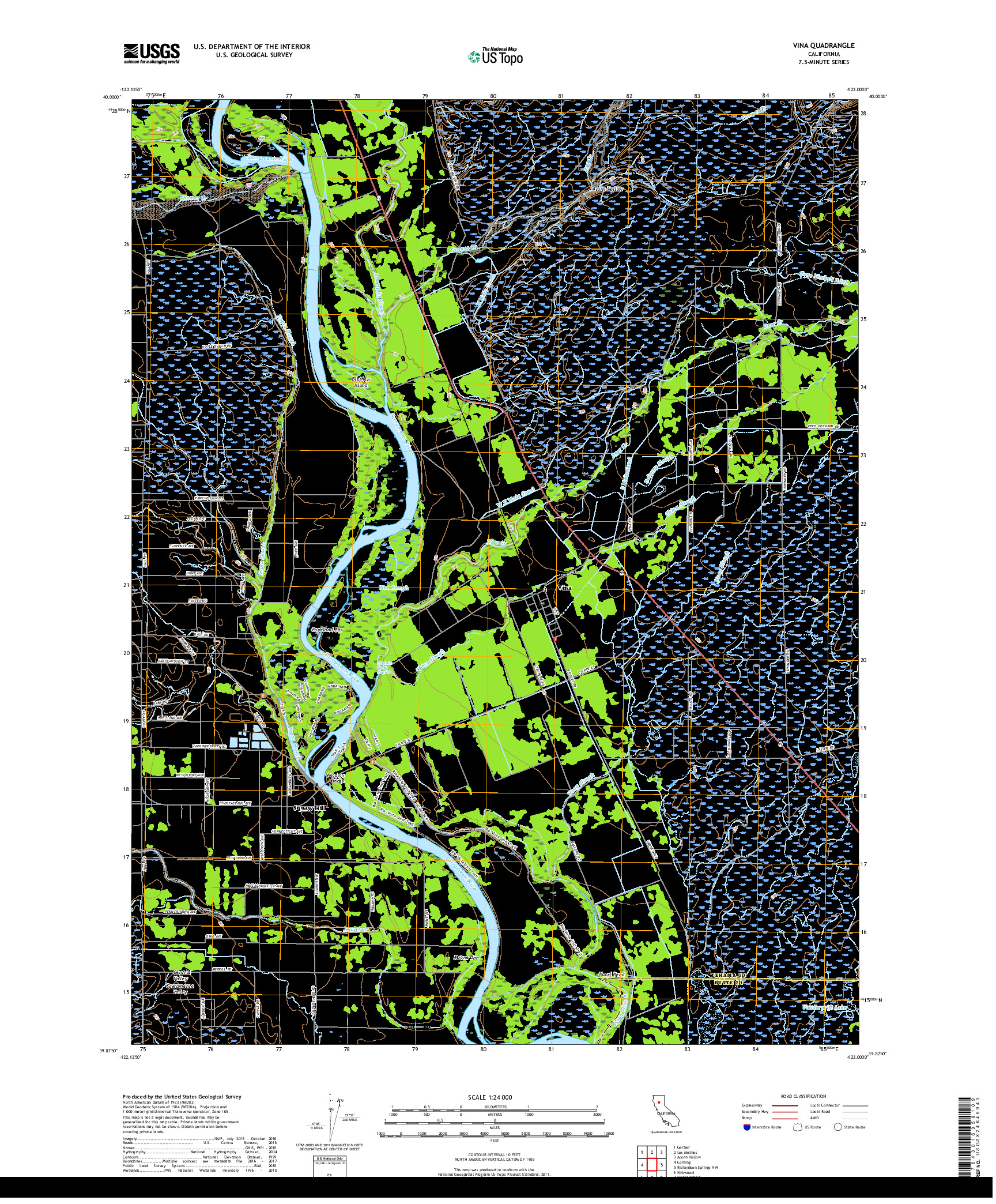 USGS US TOPO 7.5-MINUTE MAP FOR VINA, CA 2018