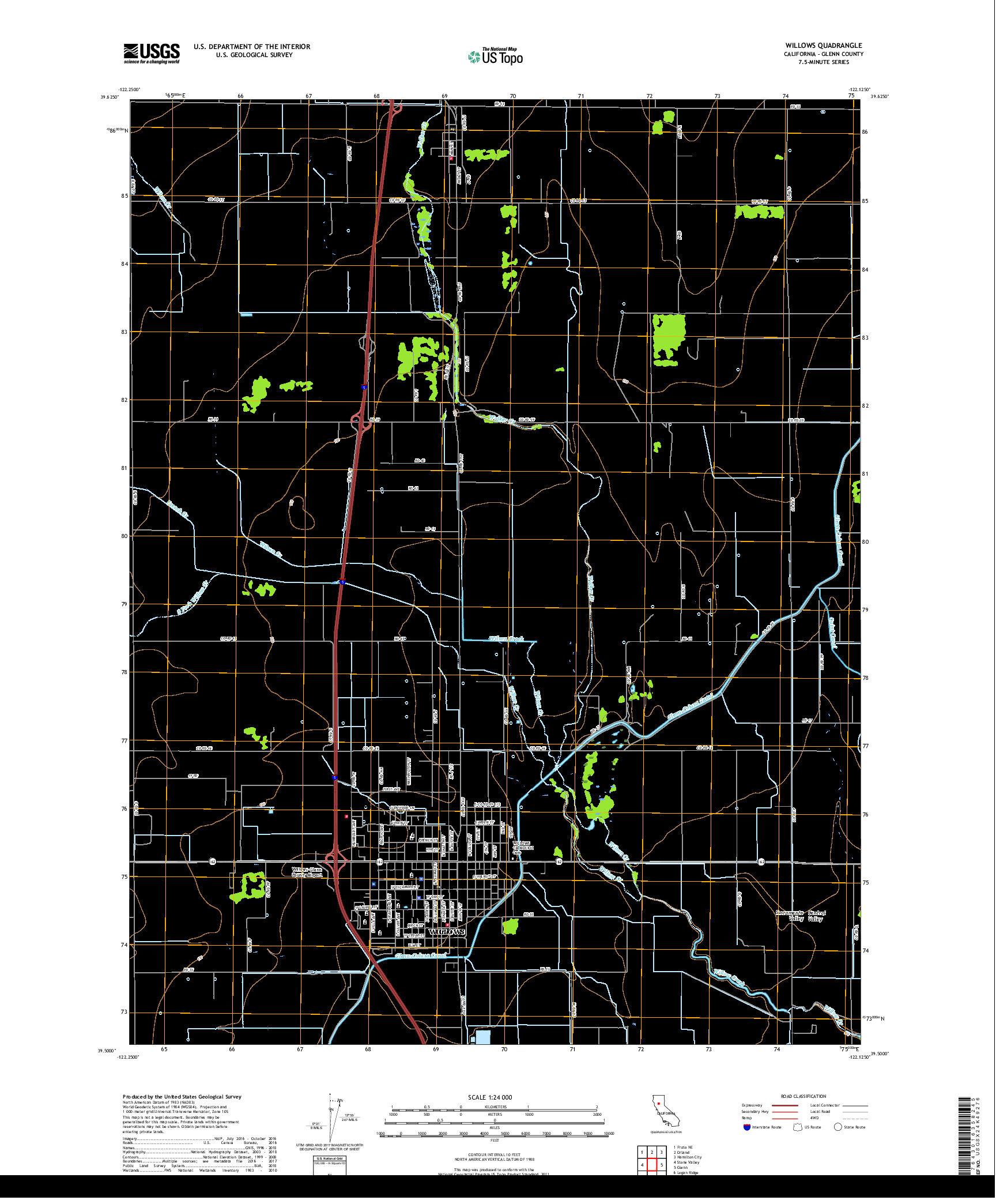 USGS US TOPO 7.5-MINUTE MAP FOR WILLOWS, CA 2018