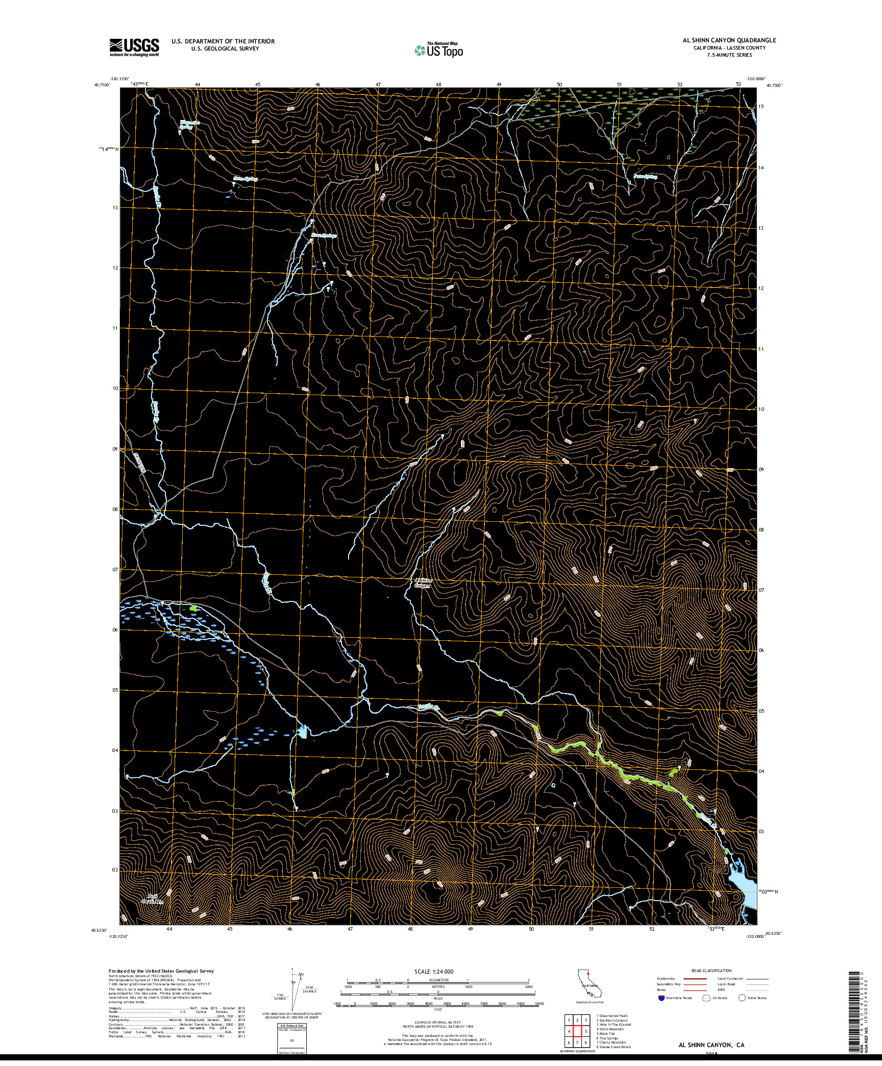 USGS US TOPO 7.5-MINUTE MAP FOR AL SHINN CANYON, CA 2018