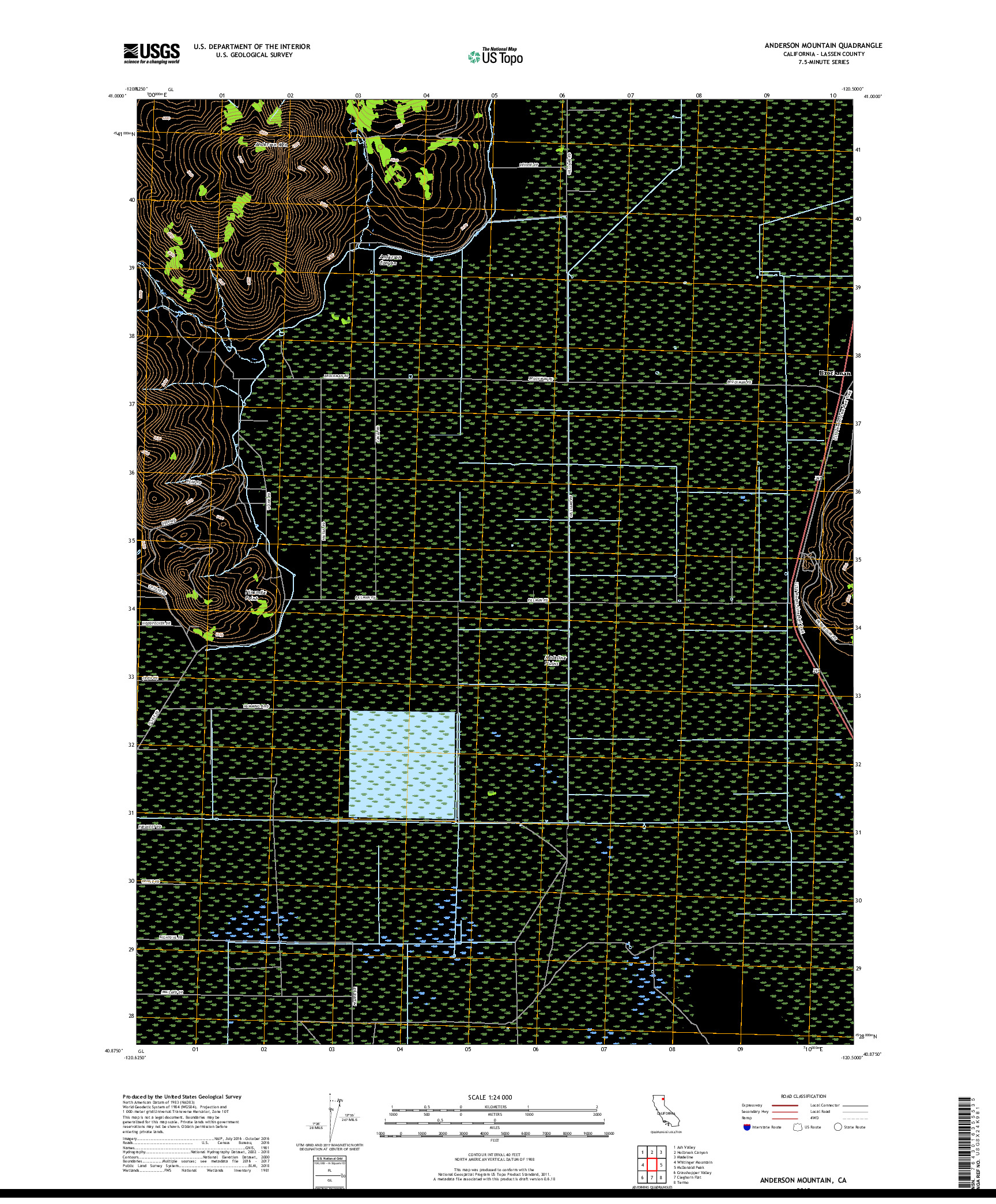 USGS US TOPO 7.5-MINUTE MAP FOR ANDERSON MOUNTAIN, CA 2018