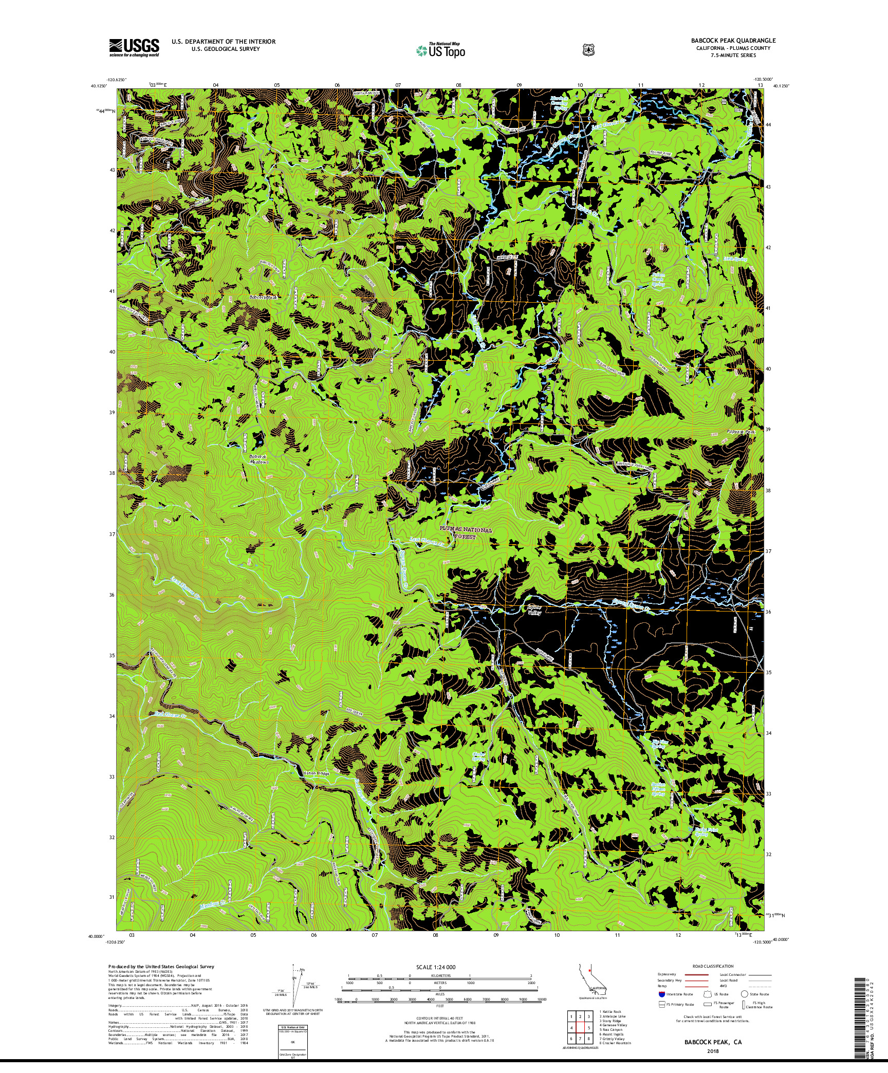 USGS US TOPO 7.5-MINUTE MAP FOR BABCOCK PEAK, CA 2018