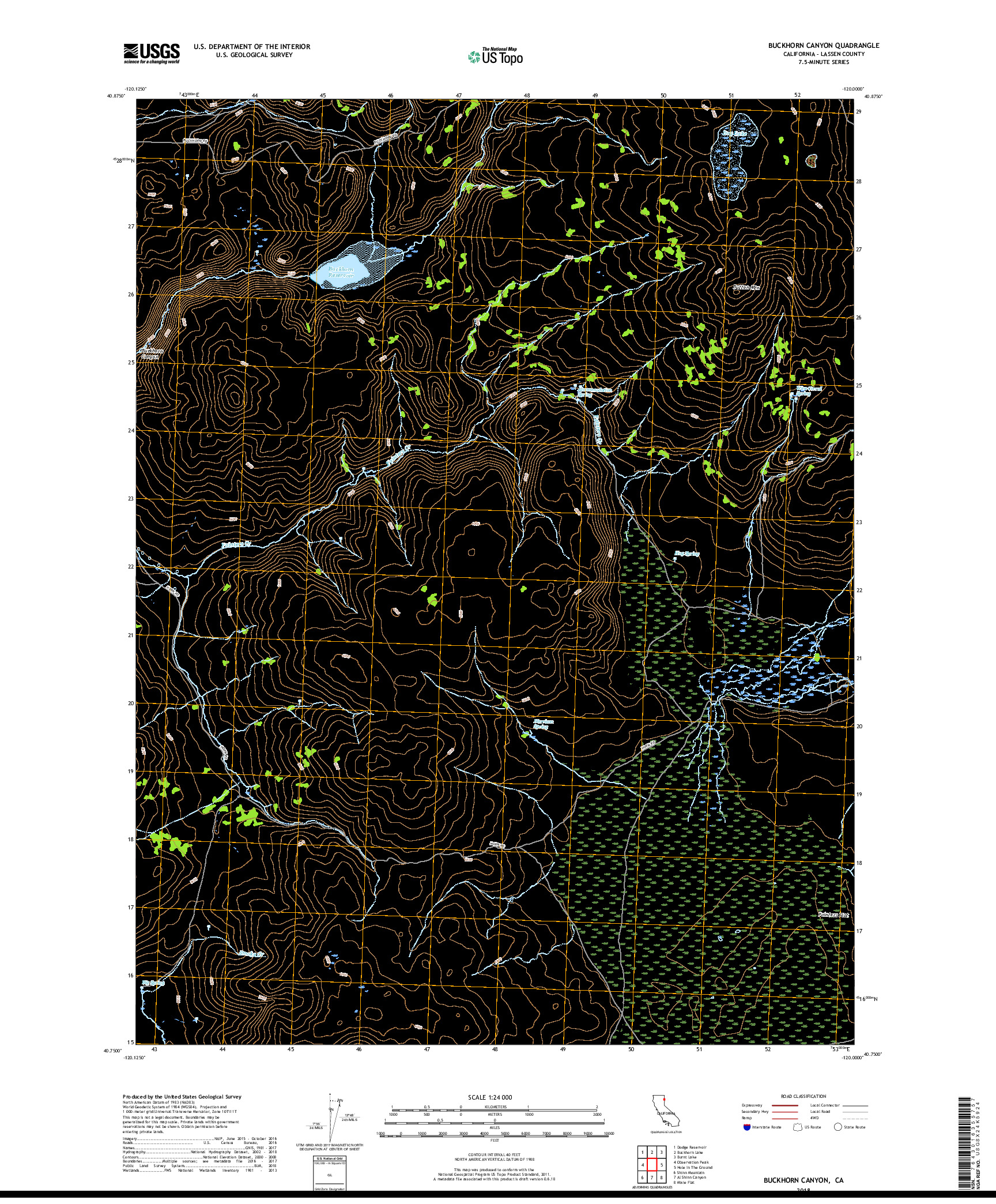 USGS US TOPO 7.5-MINUTE MAP FOR BUCKHORN CANYON, CA 2018