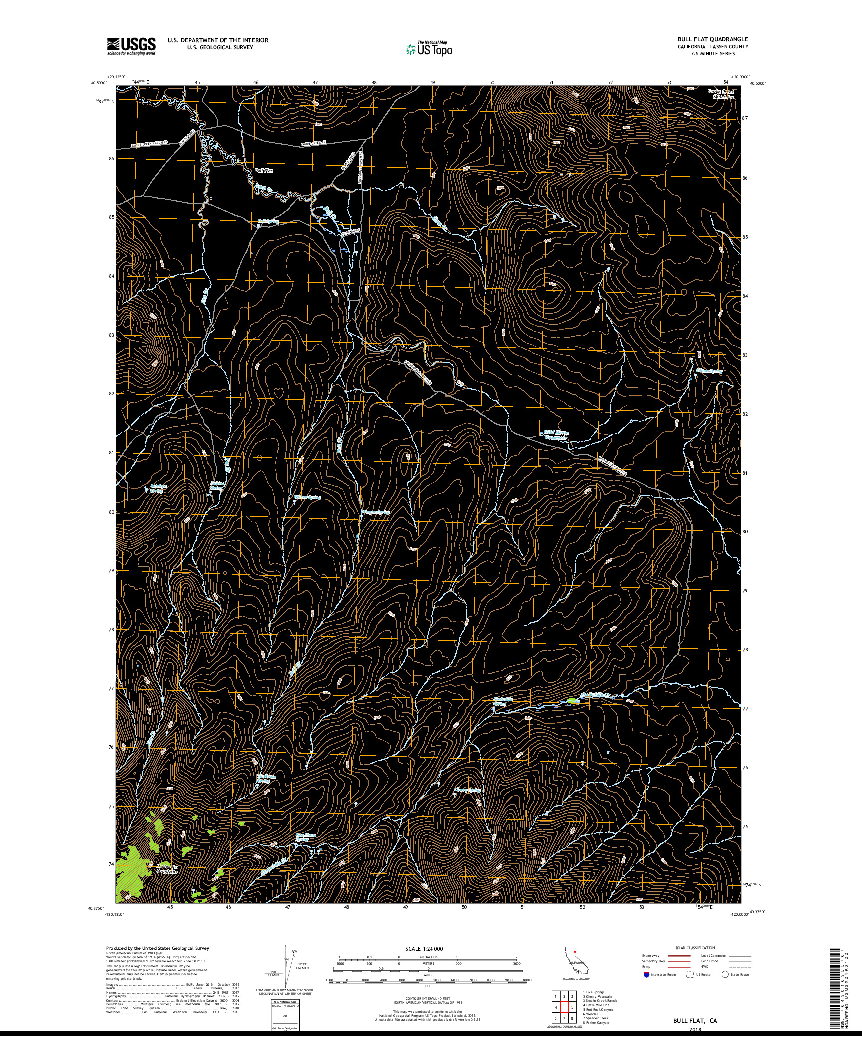 USGS US TOPO 7.5-MINUTE MAP FOR BULL FLAT, CA 2018