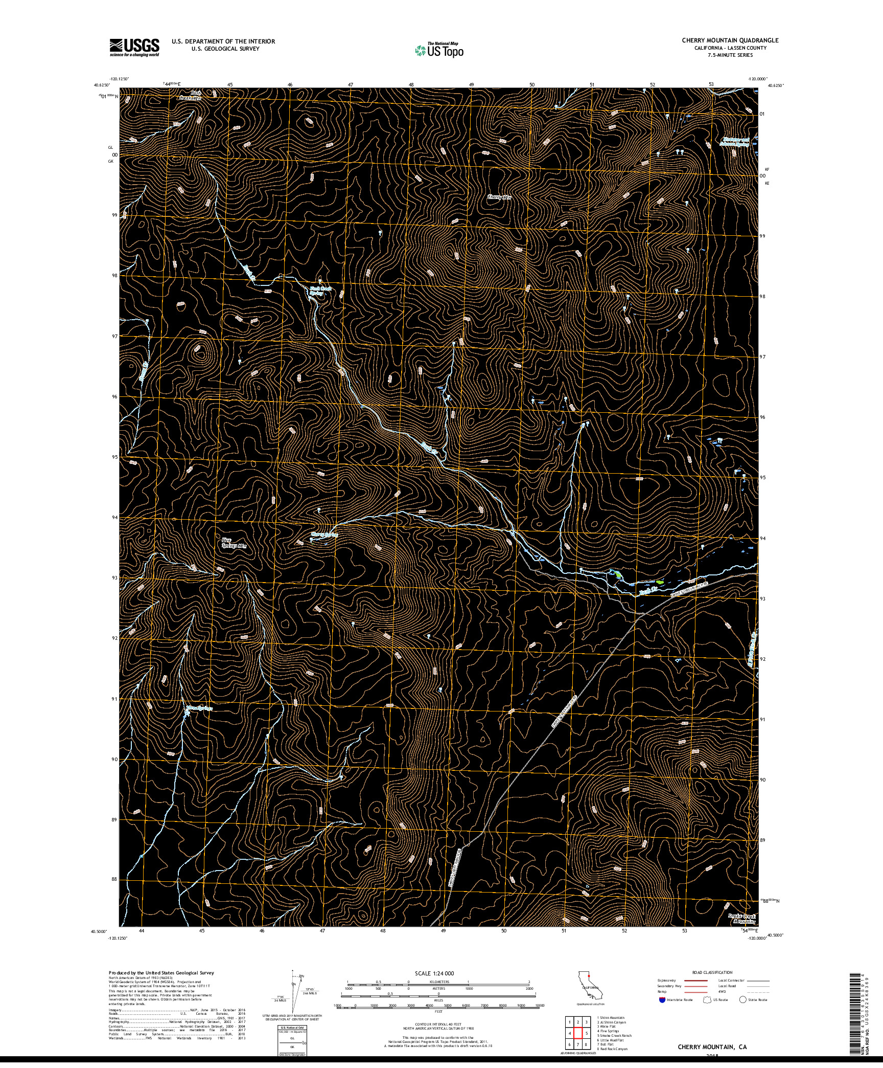 USGS US TOPO 7.5-MINUTE MAP FOR CHERRY MOUNTAIN, CA 2018