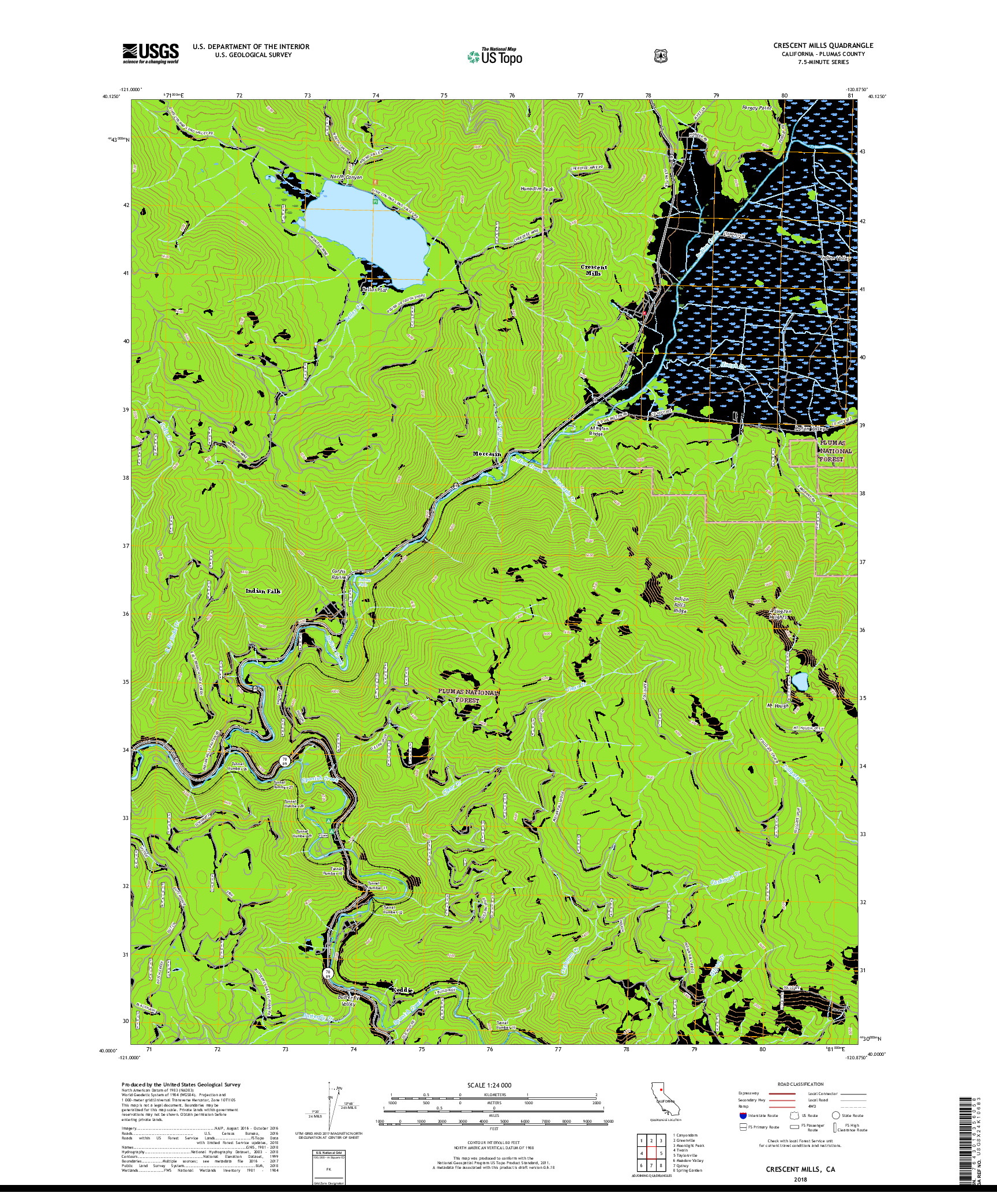 USGS US TOPO 7.5-MINUTE MAP FOR CRESCENT MILLS, CA 2018